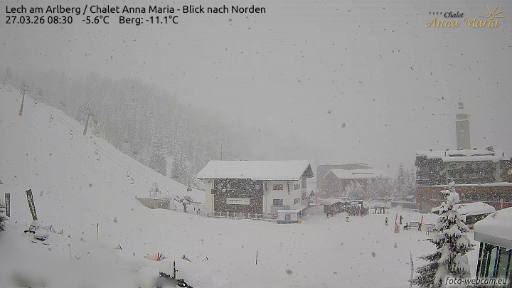 Archived image Webcam Lech (Chalet Anna Maria)