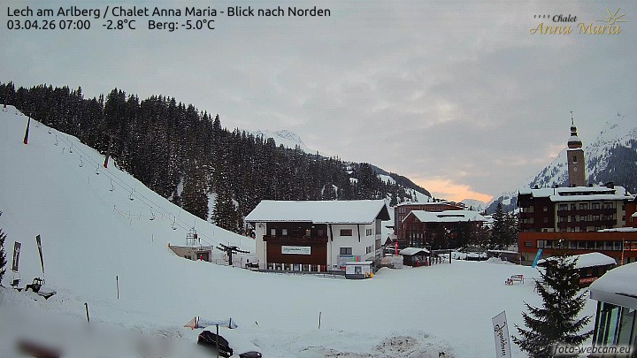 Archived image Webcam Lech (Chalet Anna Maria)