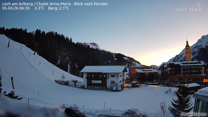 Archived image Webcam Lech (Chalet Anna Maria)