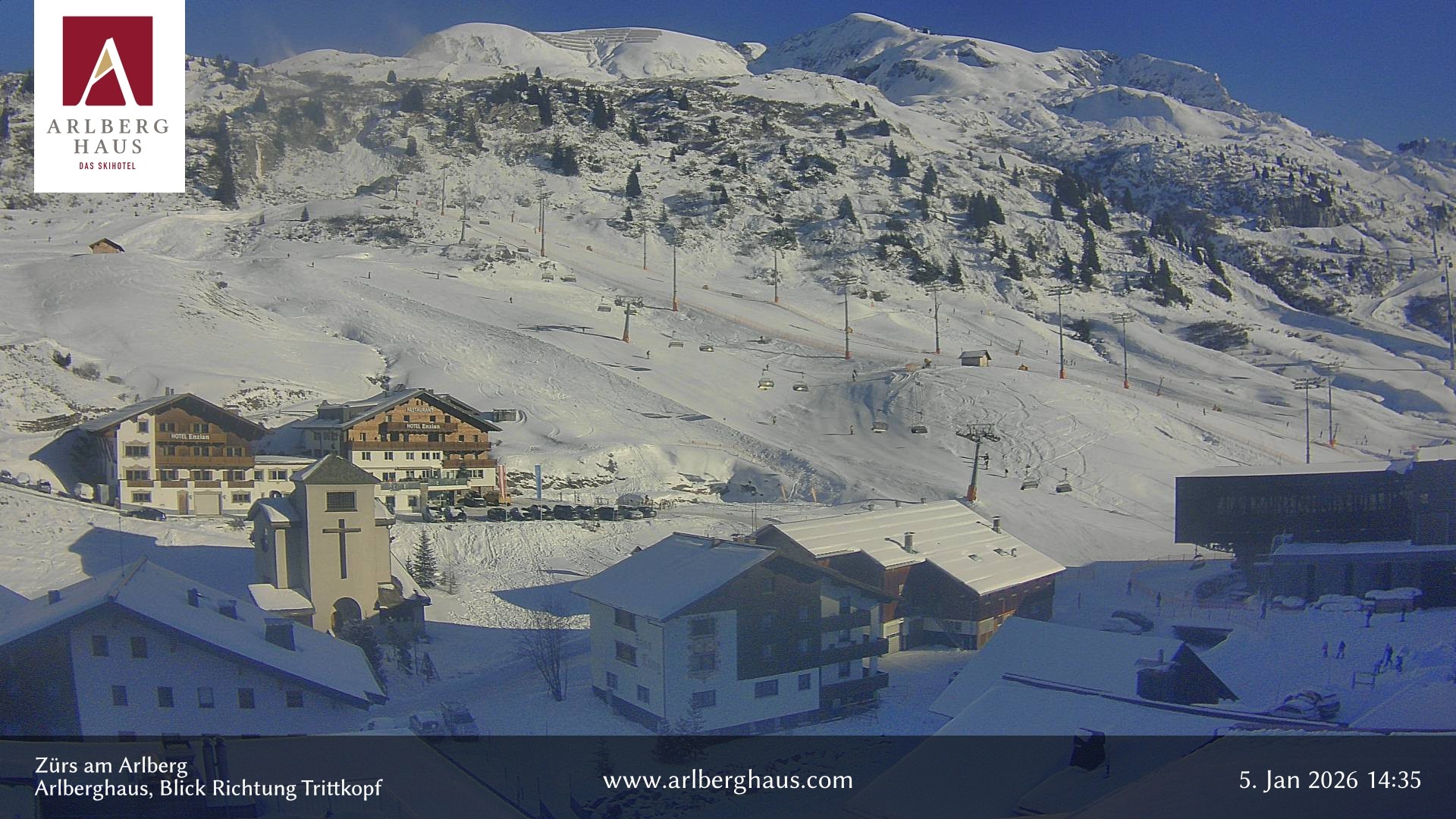 Archiv Foto Webcam Zürs: Hotel Arlberghaus