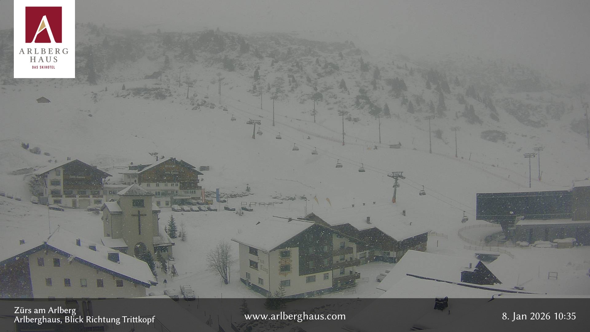 Archiv Foto Webcam Zürs: Hotel Arlberghaus