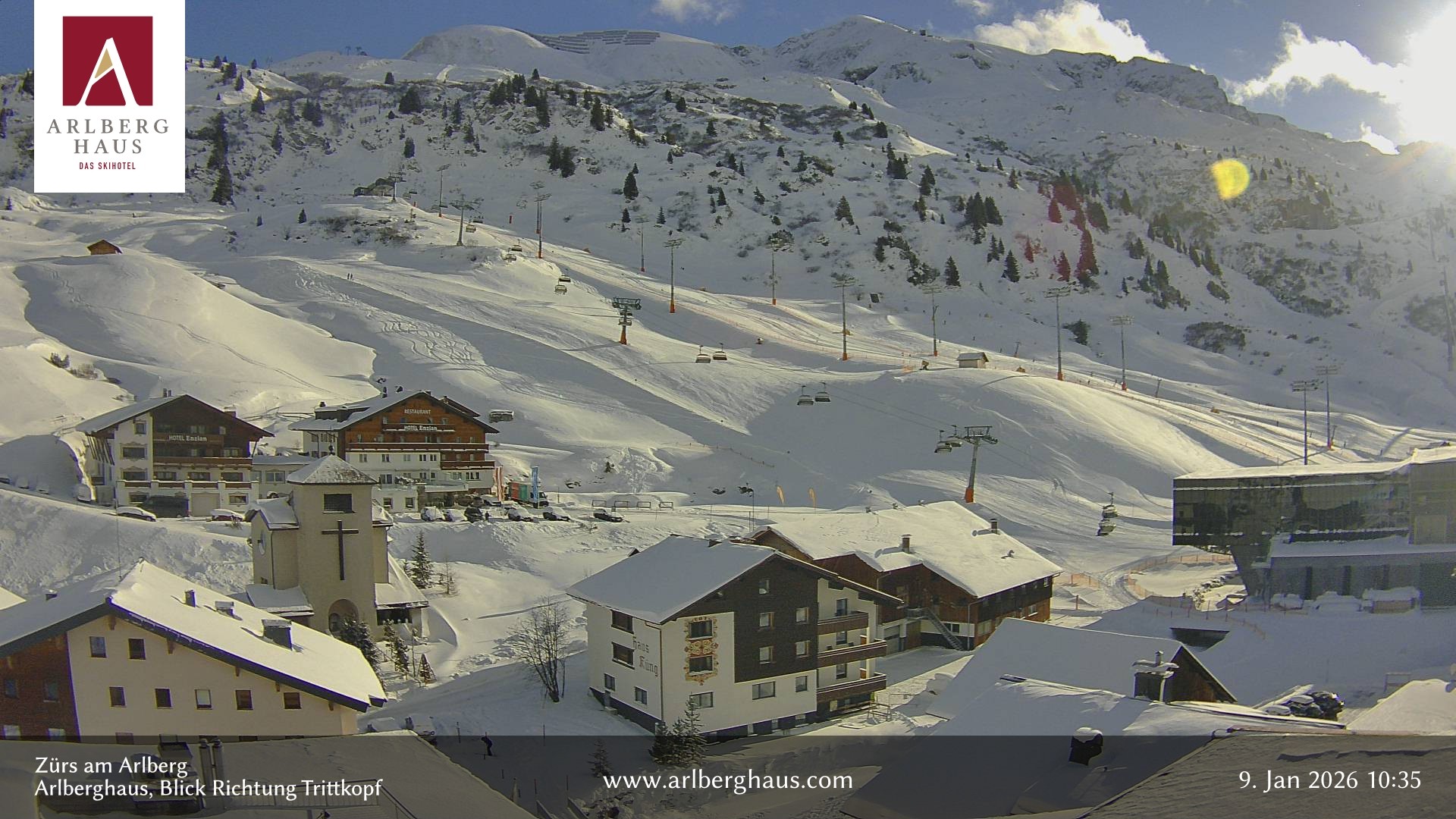 Archiv Foto Webcam Zürs: Hotel Arlberghaus