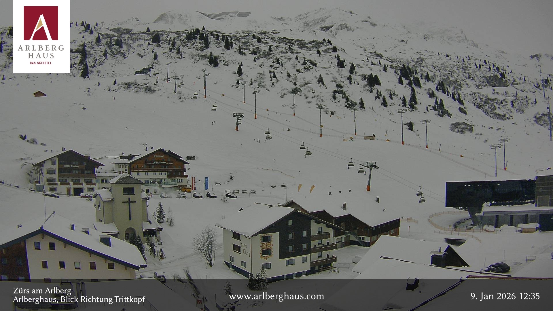 Archiv Foto Webcam Zürs: Hotel Arlberghaus