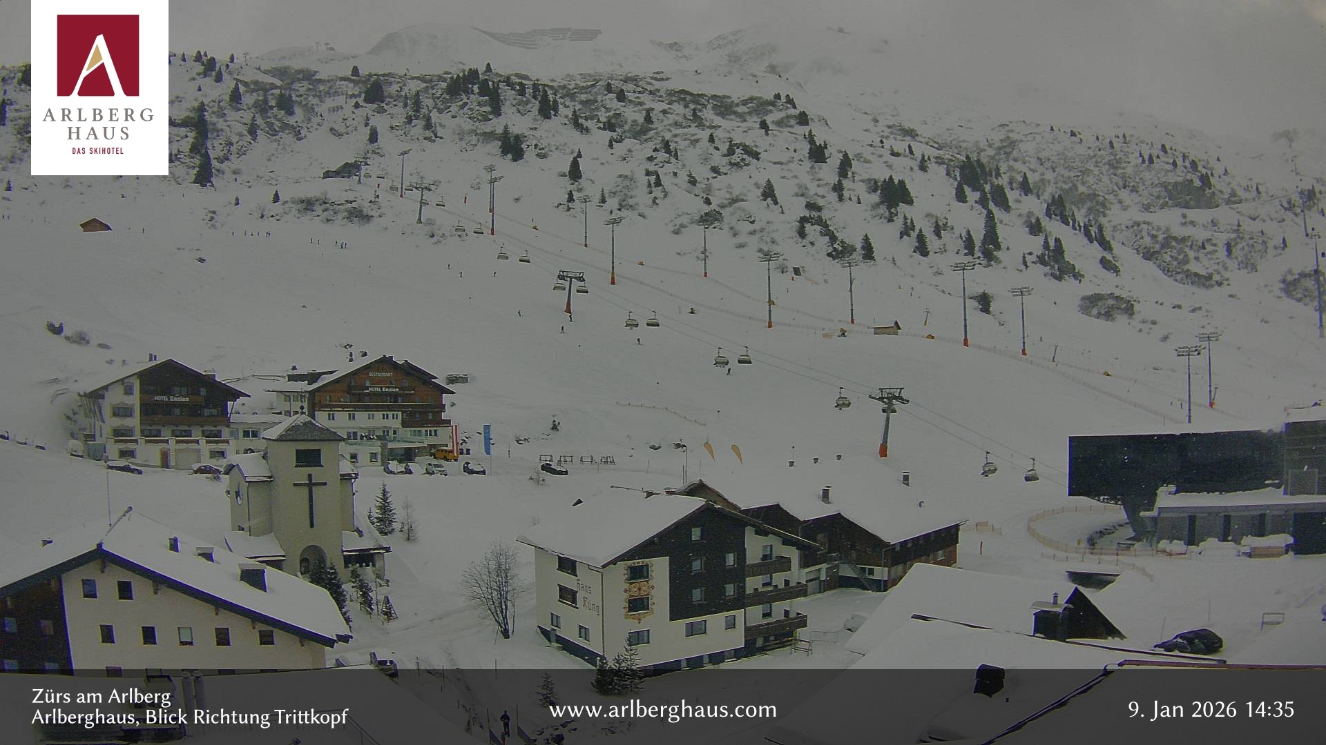 Archiv Foto Webcam Zürs: Hotel Arlberghaus