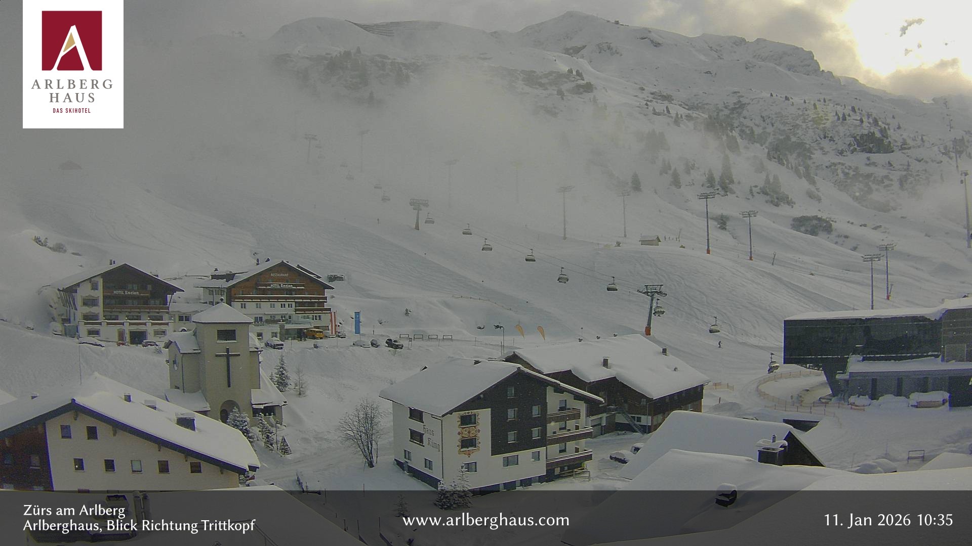 Archiv Foto Webcam Zürs: Hotel Arlberghaus