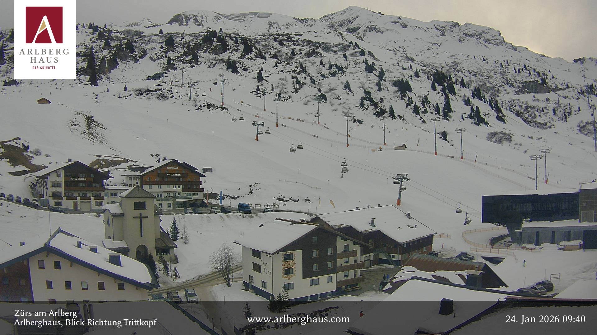 Archiv Foto Webcam Zürs: Hotel Arlberghaus