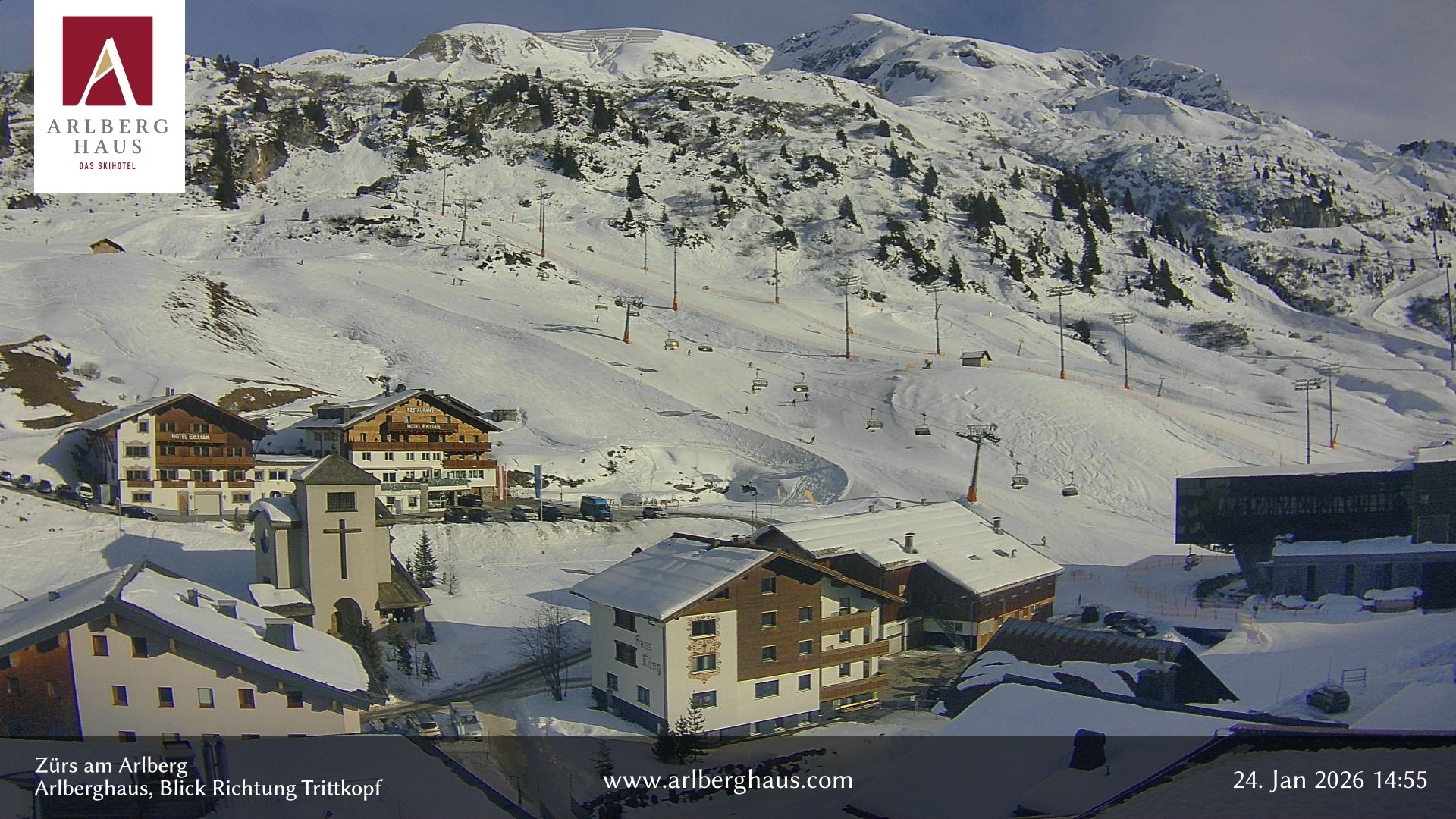 Archiv Foto Webcam Zürs: Hotel Arlberghaus