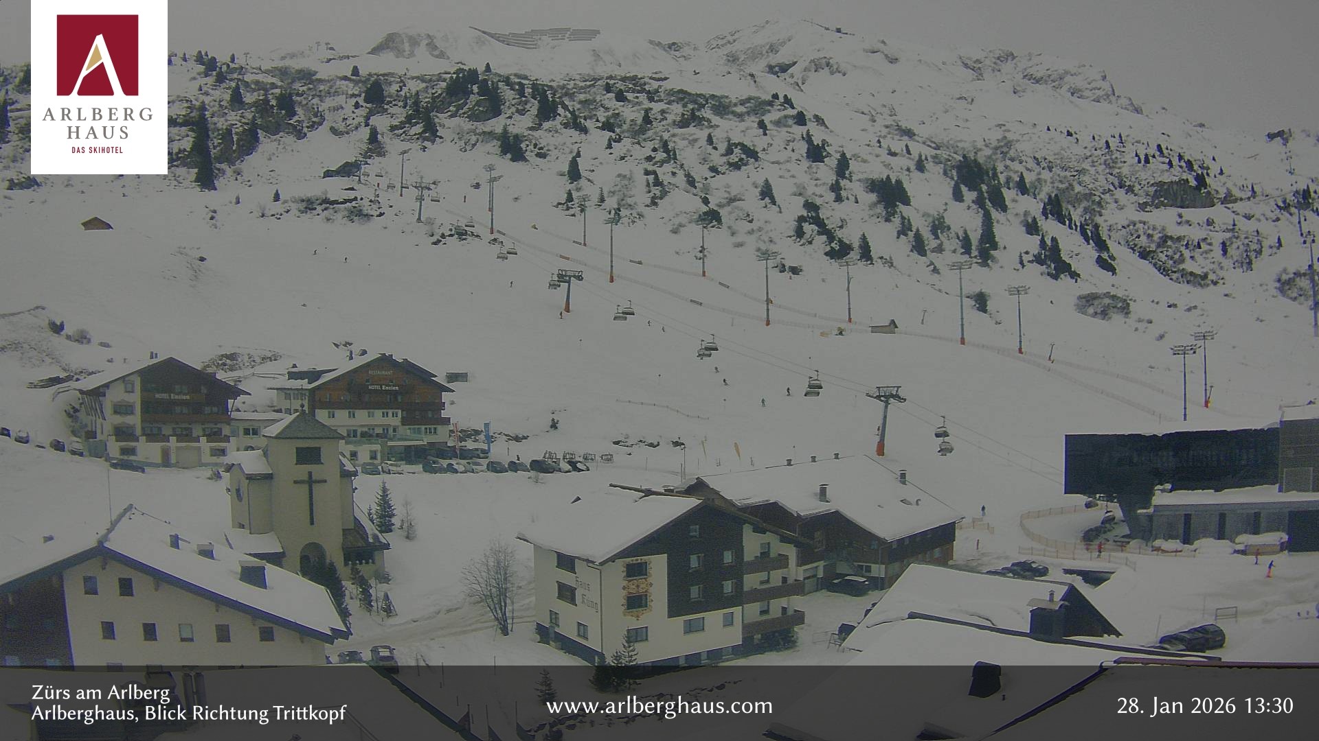 Archiv Foto Webcam Zürs: Hotel Arlberghaus