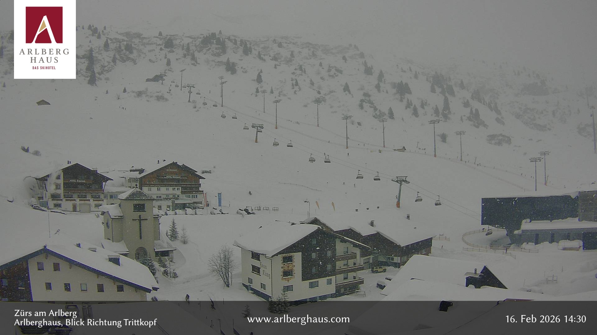 Archiv Foto Webcam Zürs: Hotel Arlberghaus