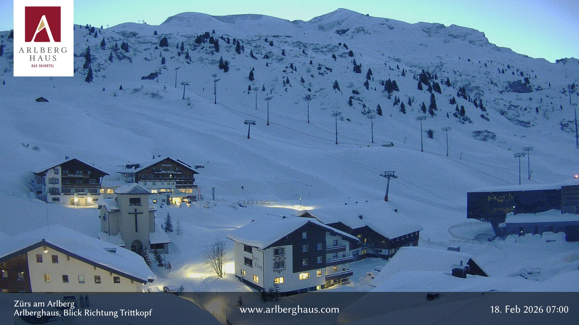 Archiv Foto Webcam Zürs: Hotel Arlberghaus