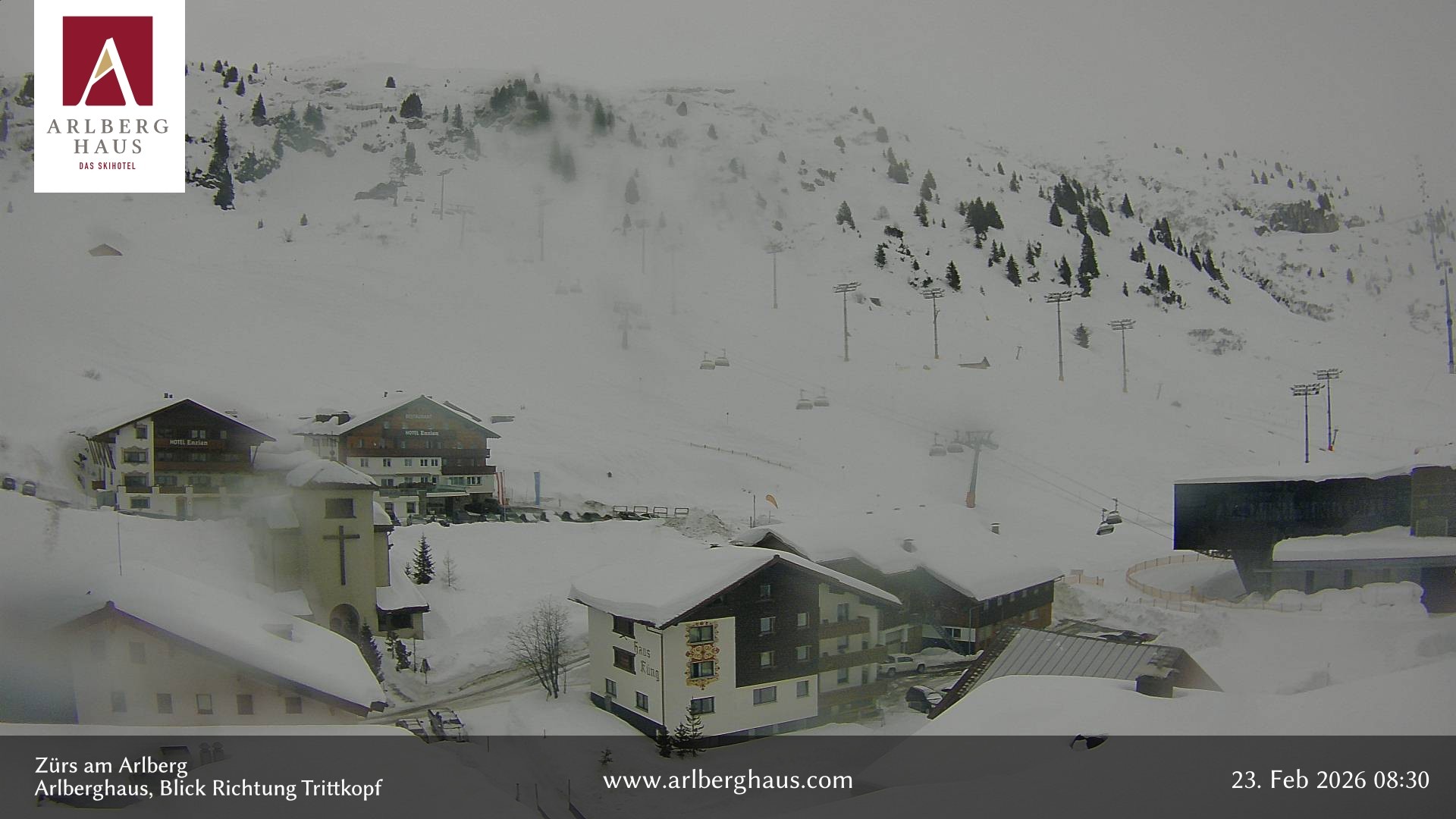 Archiv Foto Webcam Zürs: Hotel Arlberghaus
