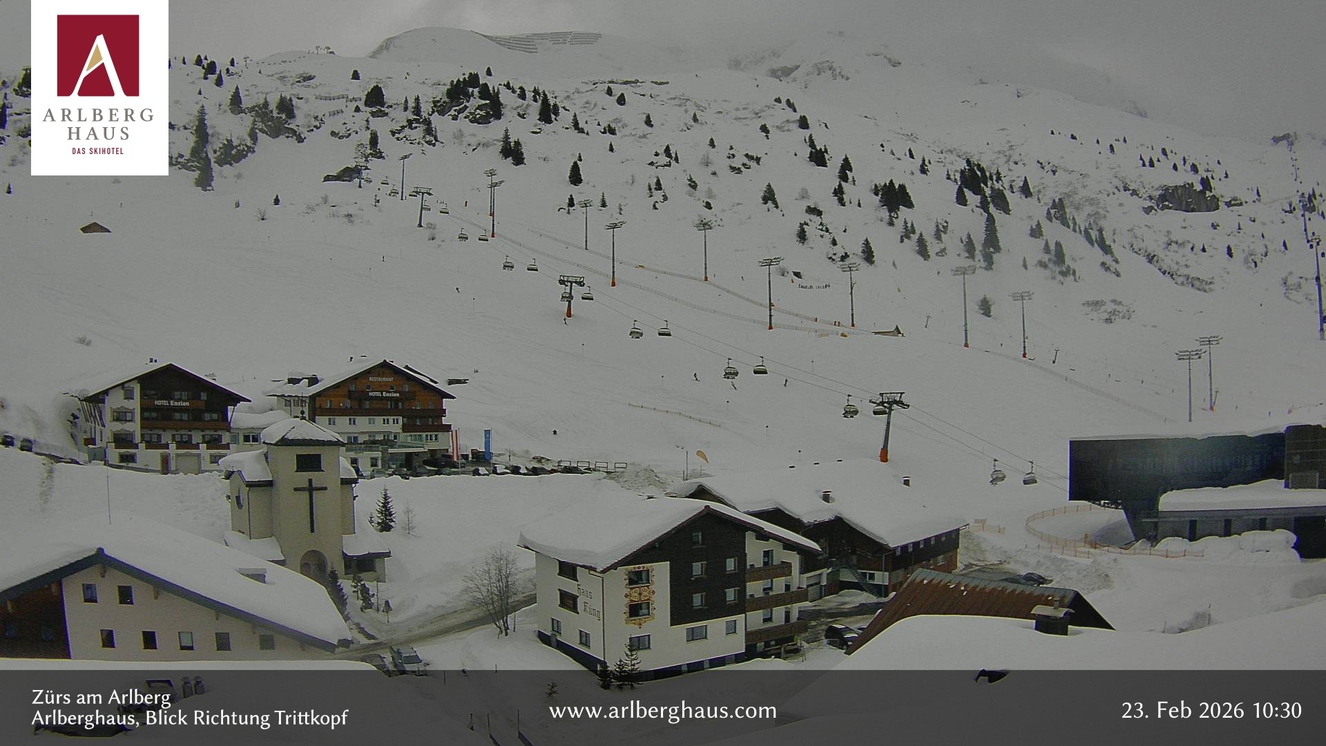 Archiv Foto Webcam Zürs: Hotel Arlberghaus