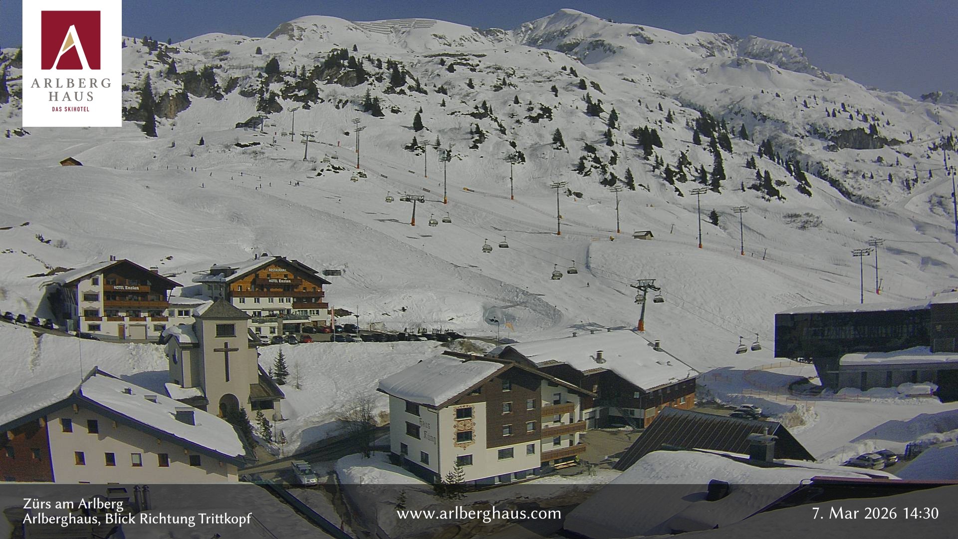 Archiv Foto Webcam Zürs: Hotel Arlberghaus