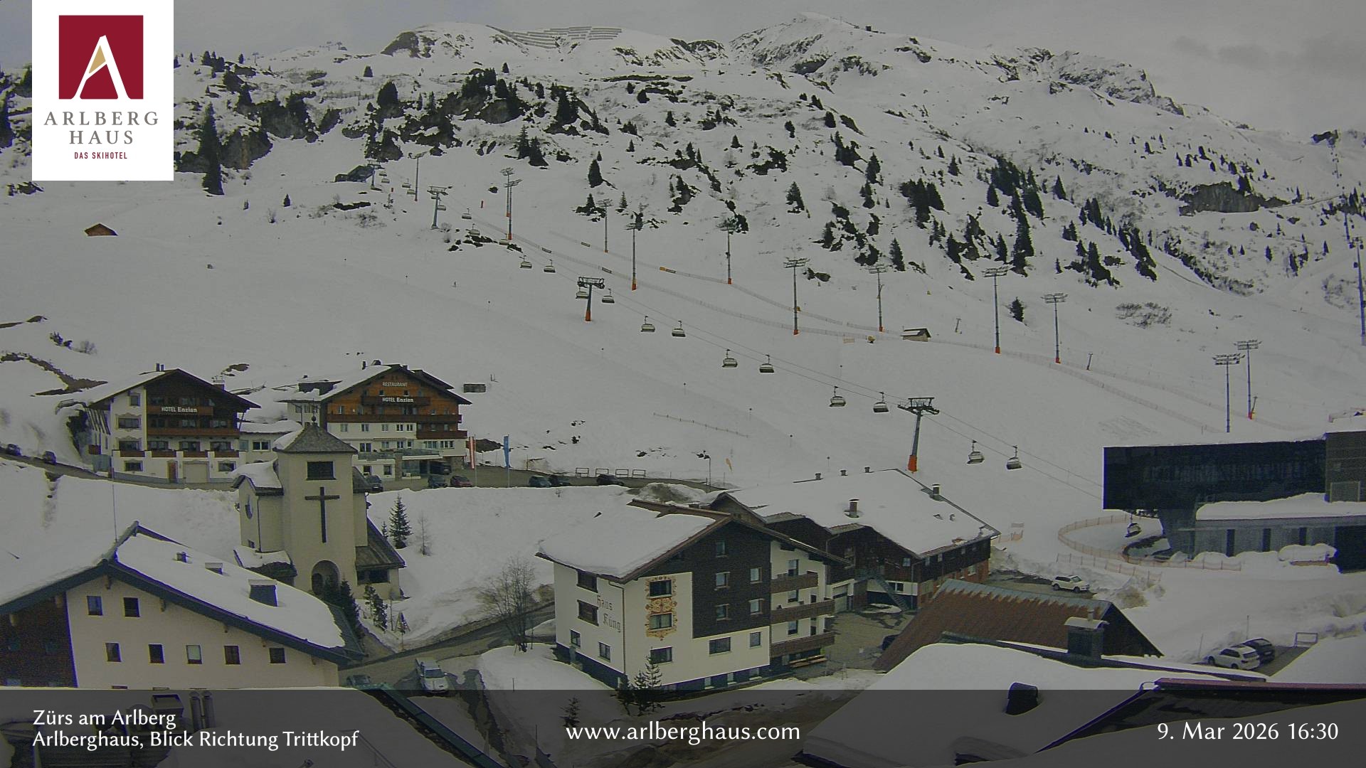 Archiv Foto Webcam Zürs: Hotel Arlberghaus