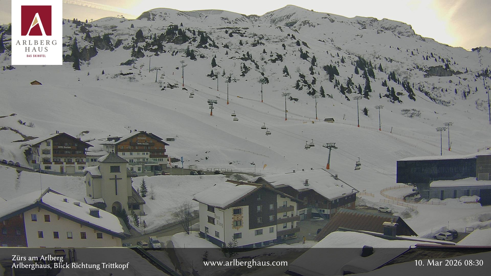 Archiv Foto Webcam Zürs: Hotel Arlberghaus