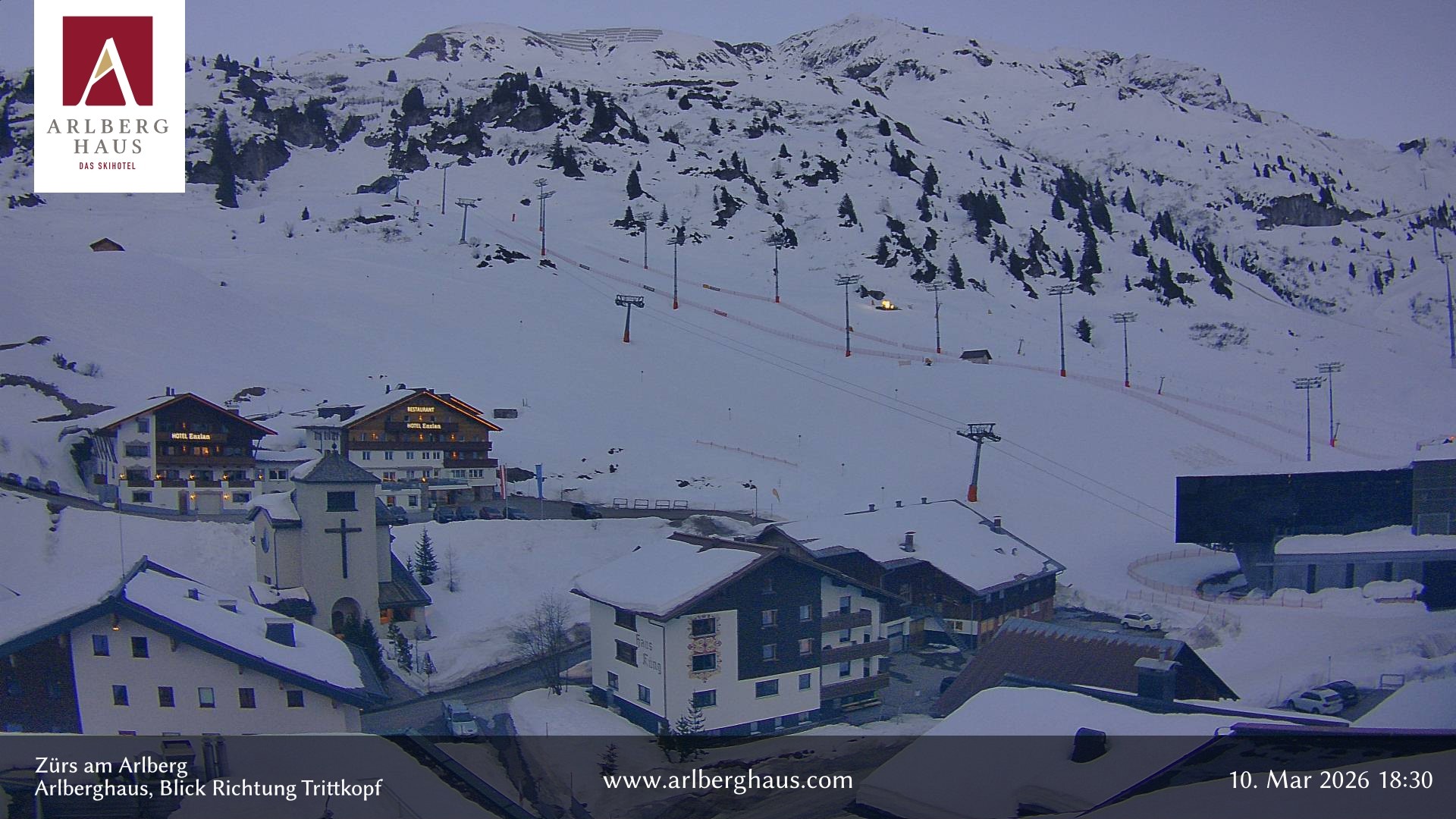 Archiv Foto Webcam Zürs: Hotel Arlberghaus