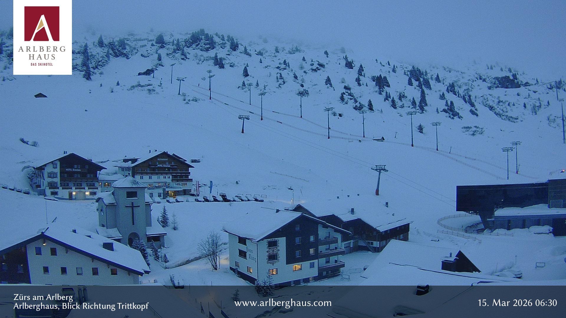 Archiv Foto Webcam Zürs: Hotel Arlberghaus