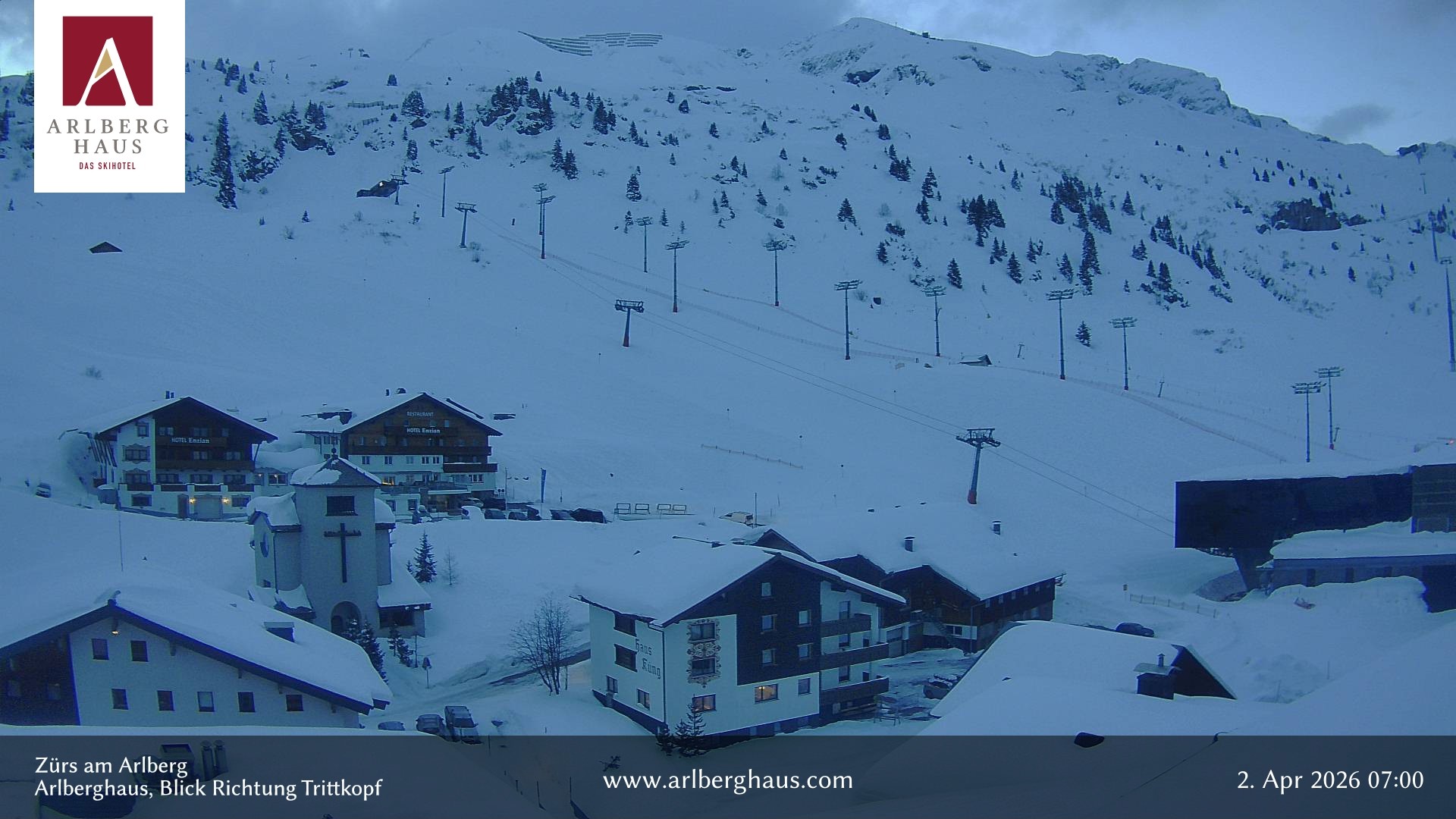 Archiv Foto Webcam Zürs: Hotel Arlberghaus