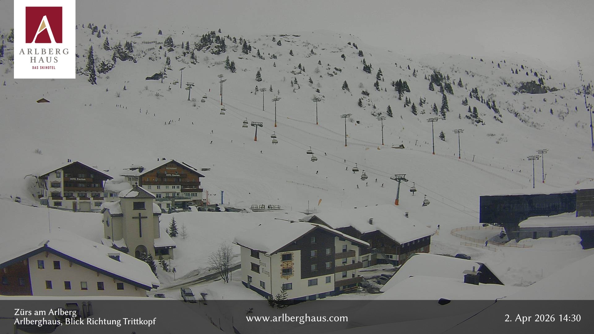 Archiv Foto Webcam Zürs: Hotel Arlberghaus