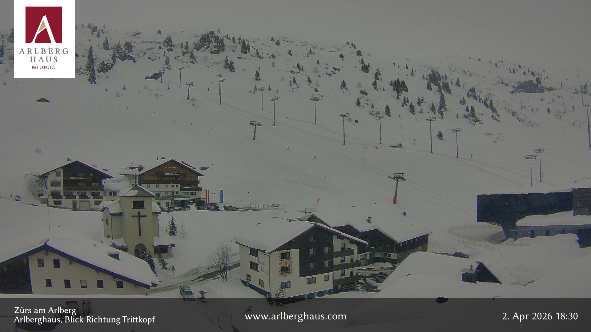 Archiv Foto Webcam Zürs: Hotel Arlberghaus