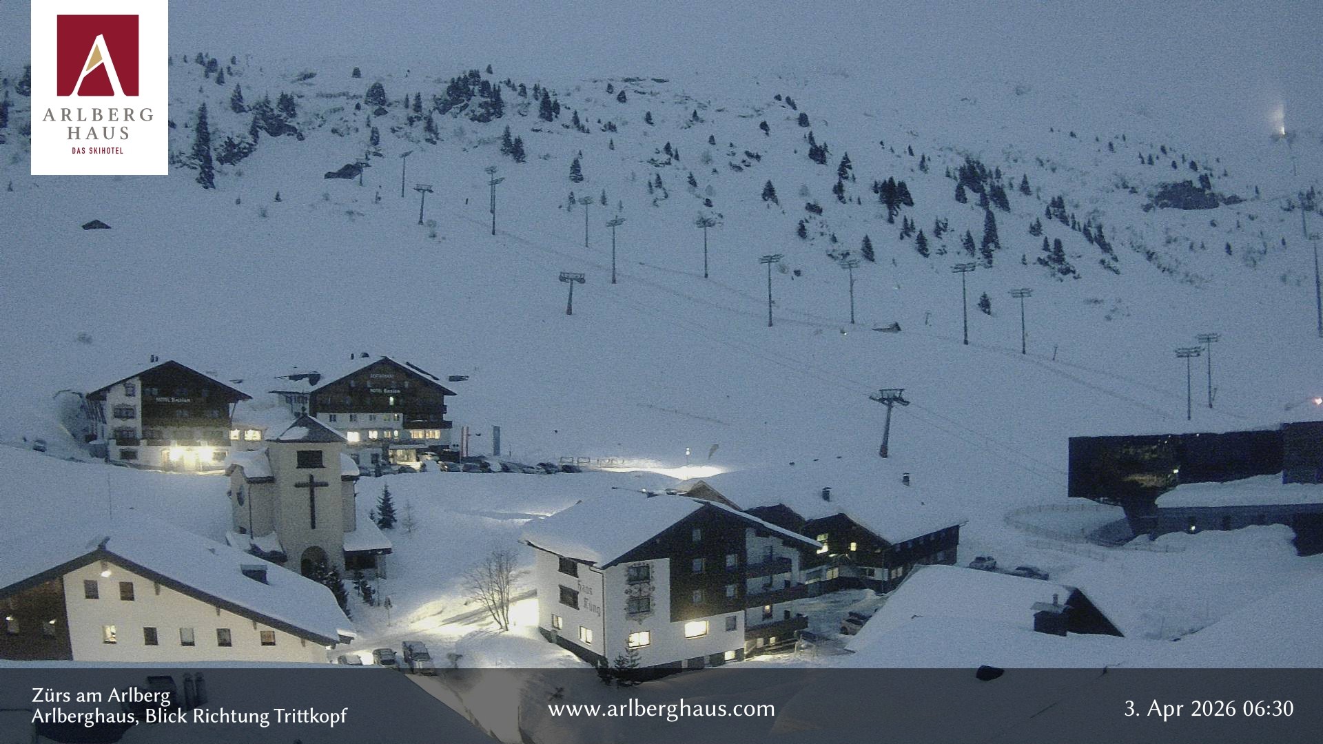 Archiv Foto Webcam Zürs: Hotel Arlberghaus
