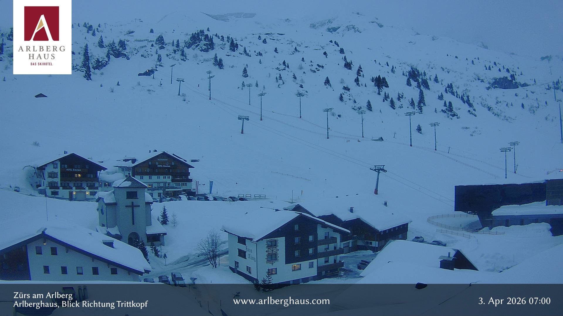 Archiv Foto Webcam Zürs: Hotel Arlberghaus