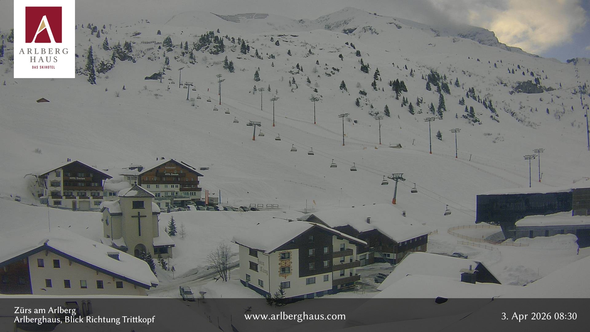 Archiv Foto Webcam Zürs: Hotel Arlberghaus