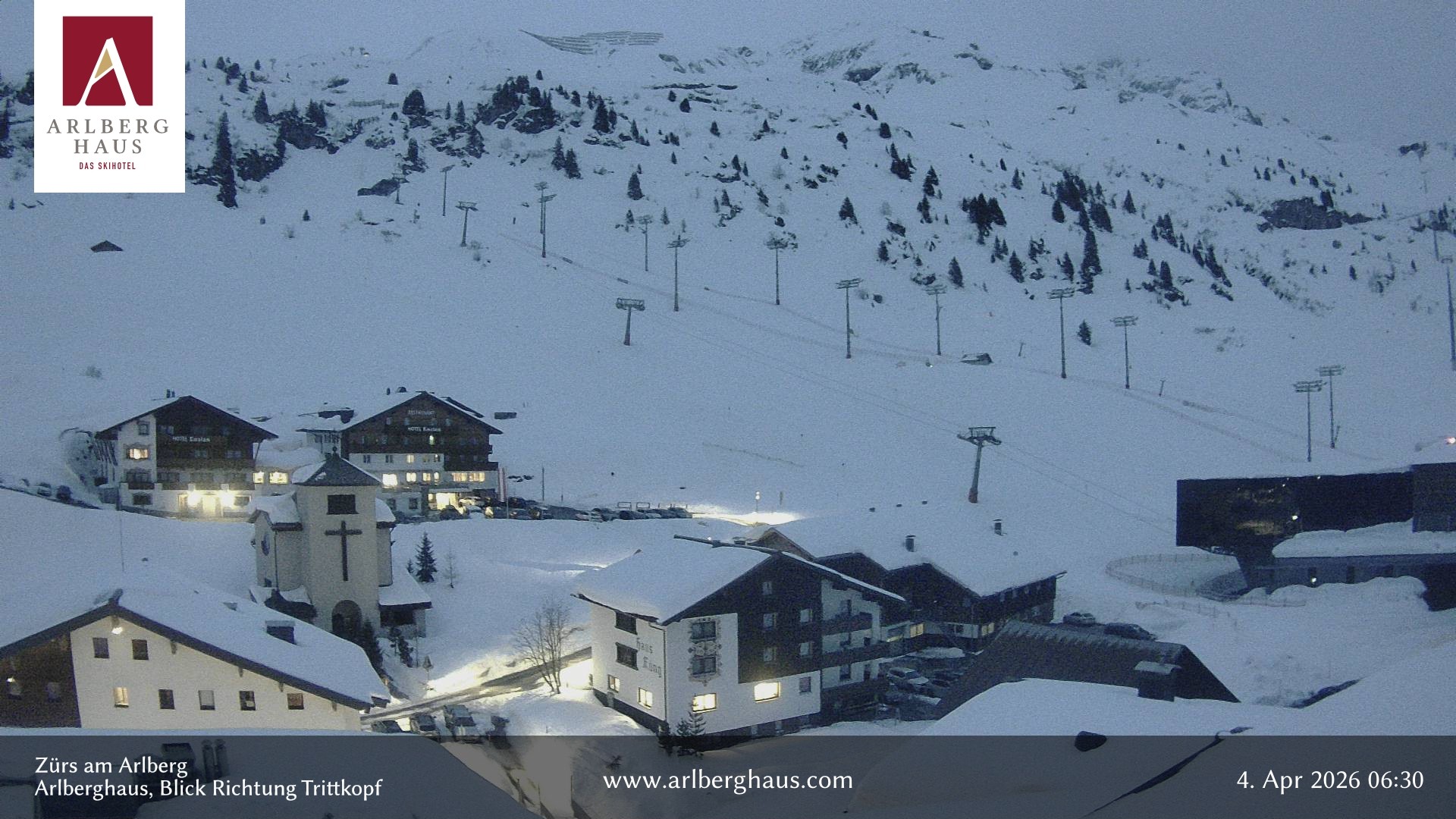 Archiv Foto Webcam Zürs: Hotel Arlberghaus