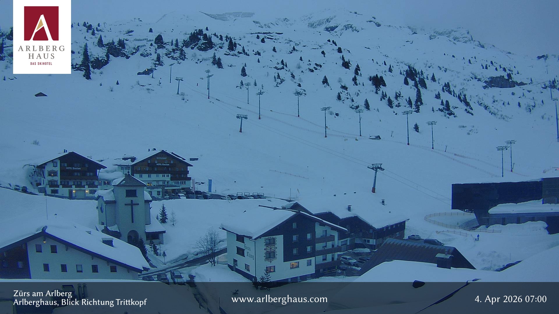 Archiv Foto Webcam Zürs: Hotel Arlberghaus