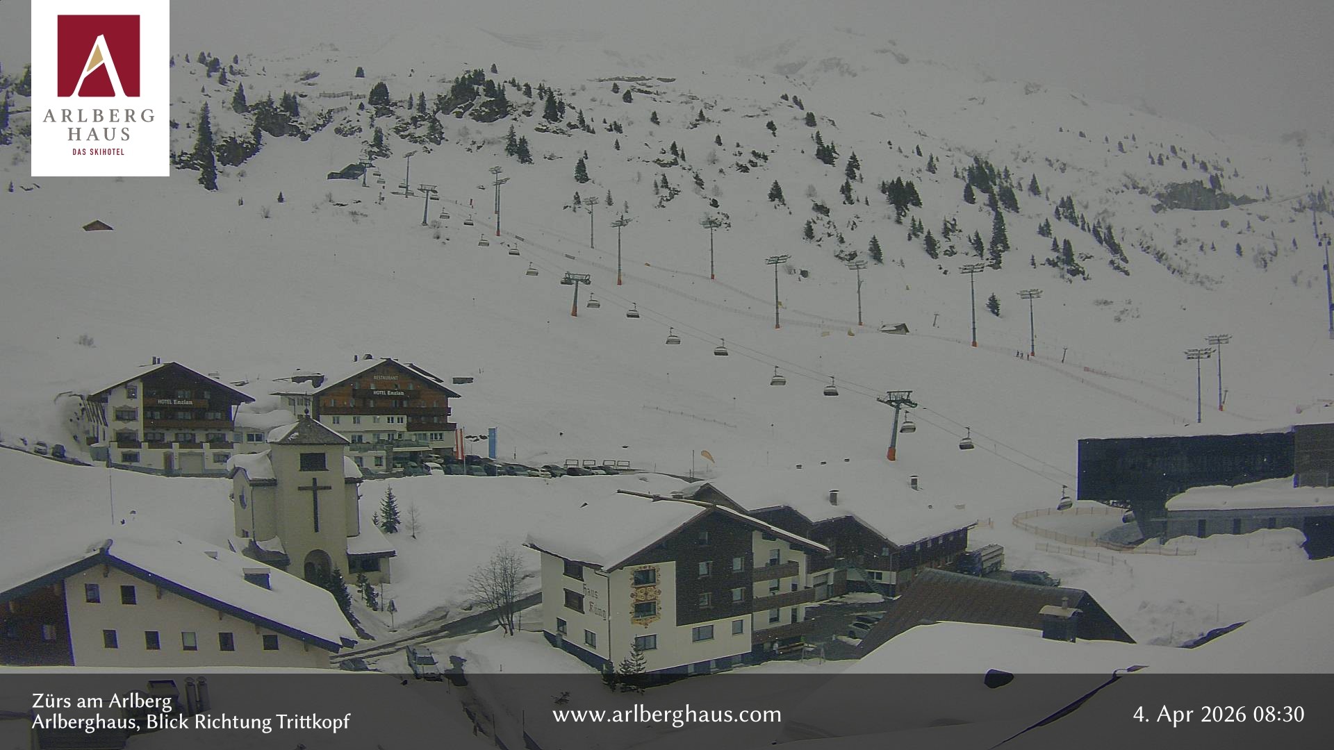 Archiv Foto Webcam Zürs: Hotel Arlberghaus