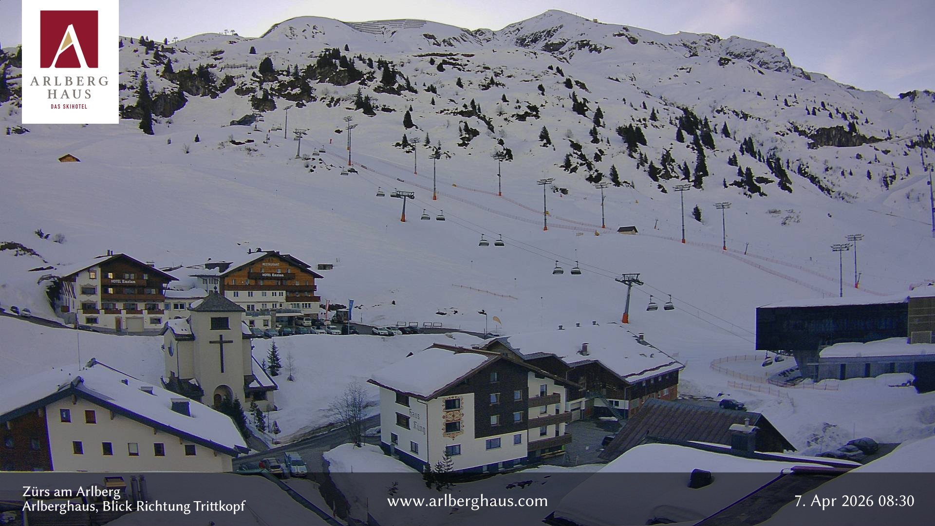 Archiv Foto Webcam Zürs: Hotel Arlberghaus
