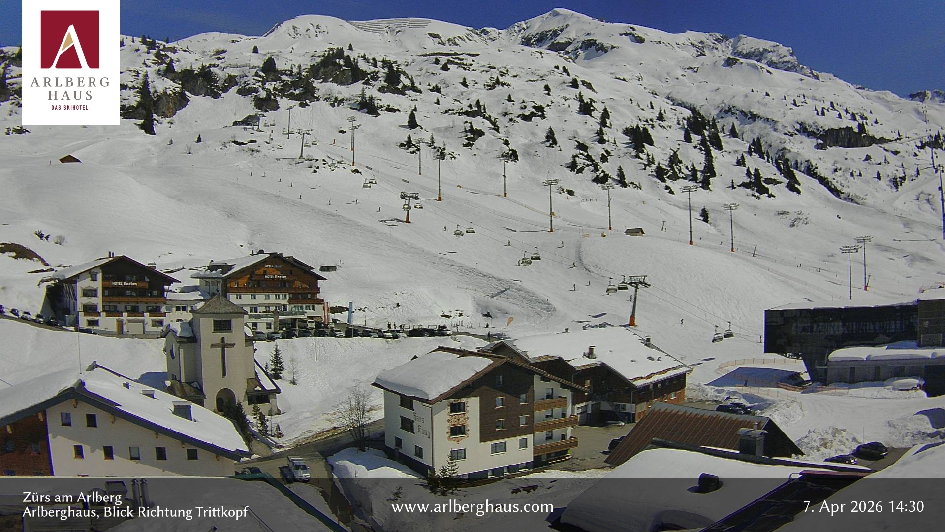 Archiv Foto Webcam Zürs: Hotel Arlberghaus