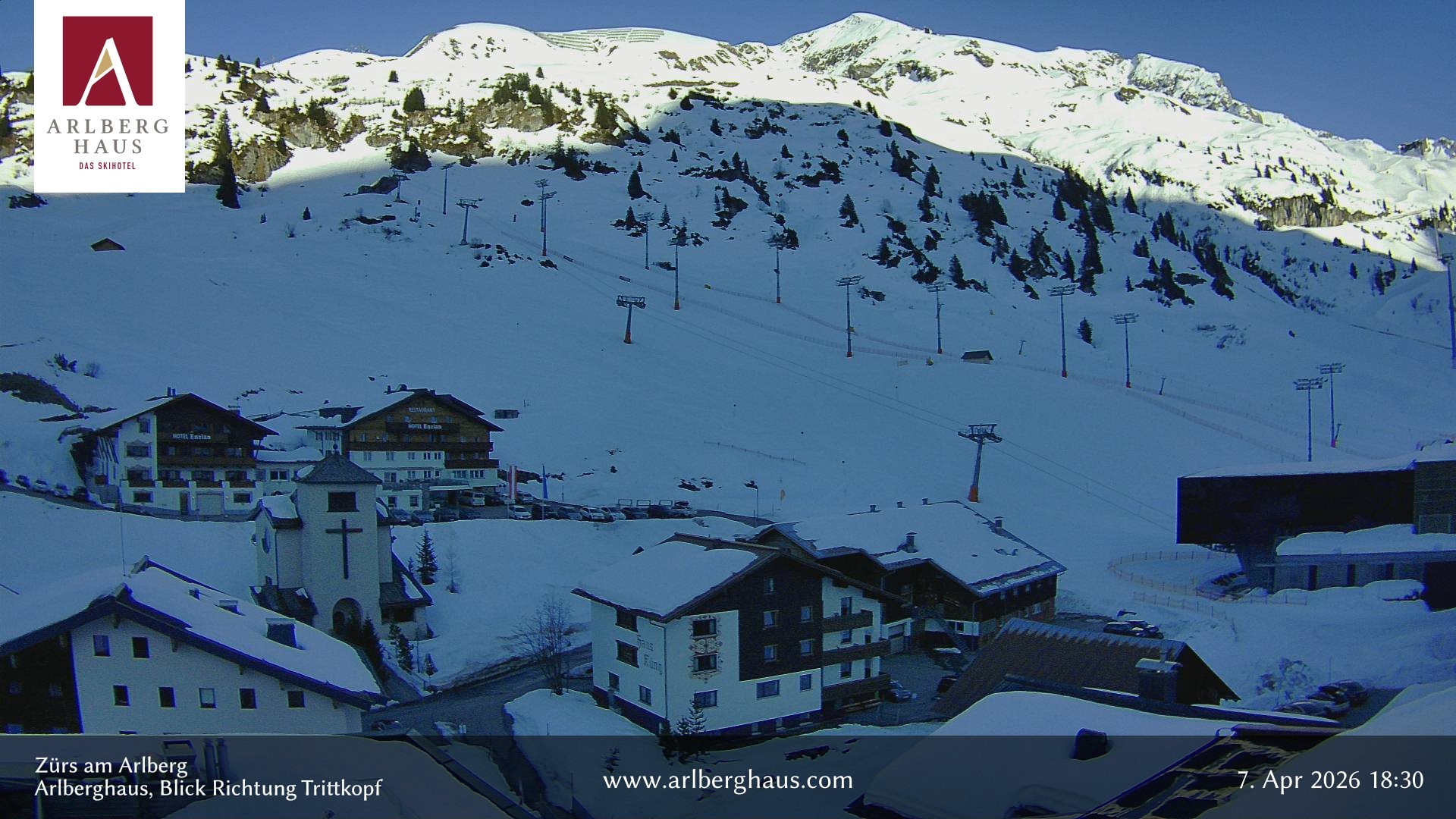 Archiv Foto Webcam Zürs: Hotel Arlberghaus