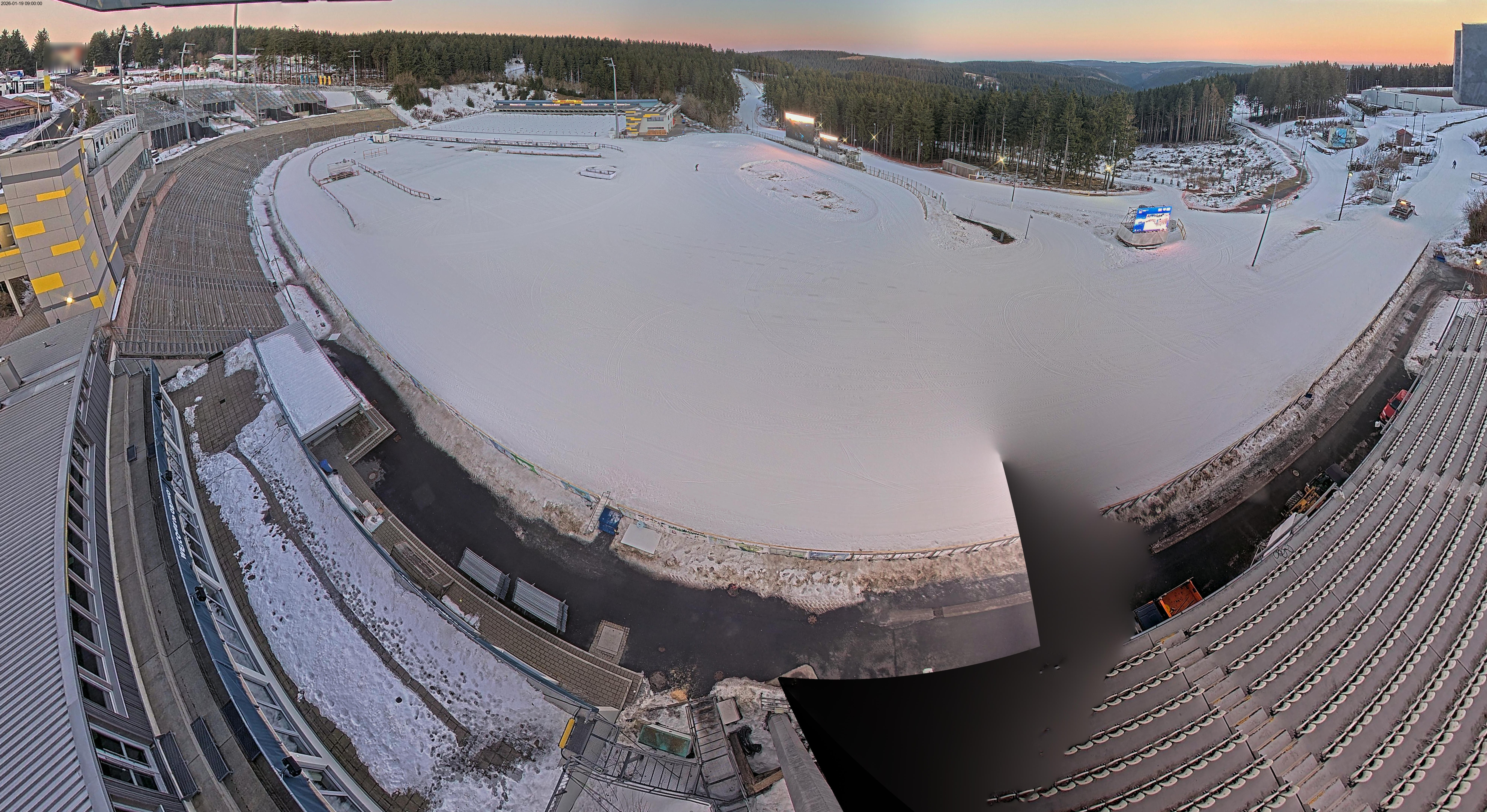 Archived image Webcam Oberhof: View Biathlon Stadium