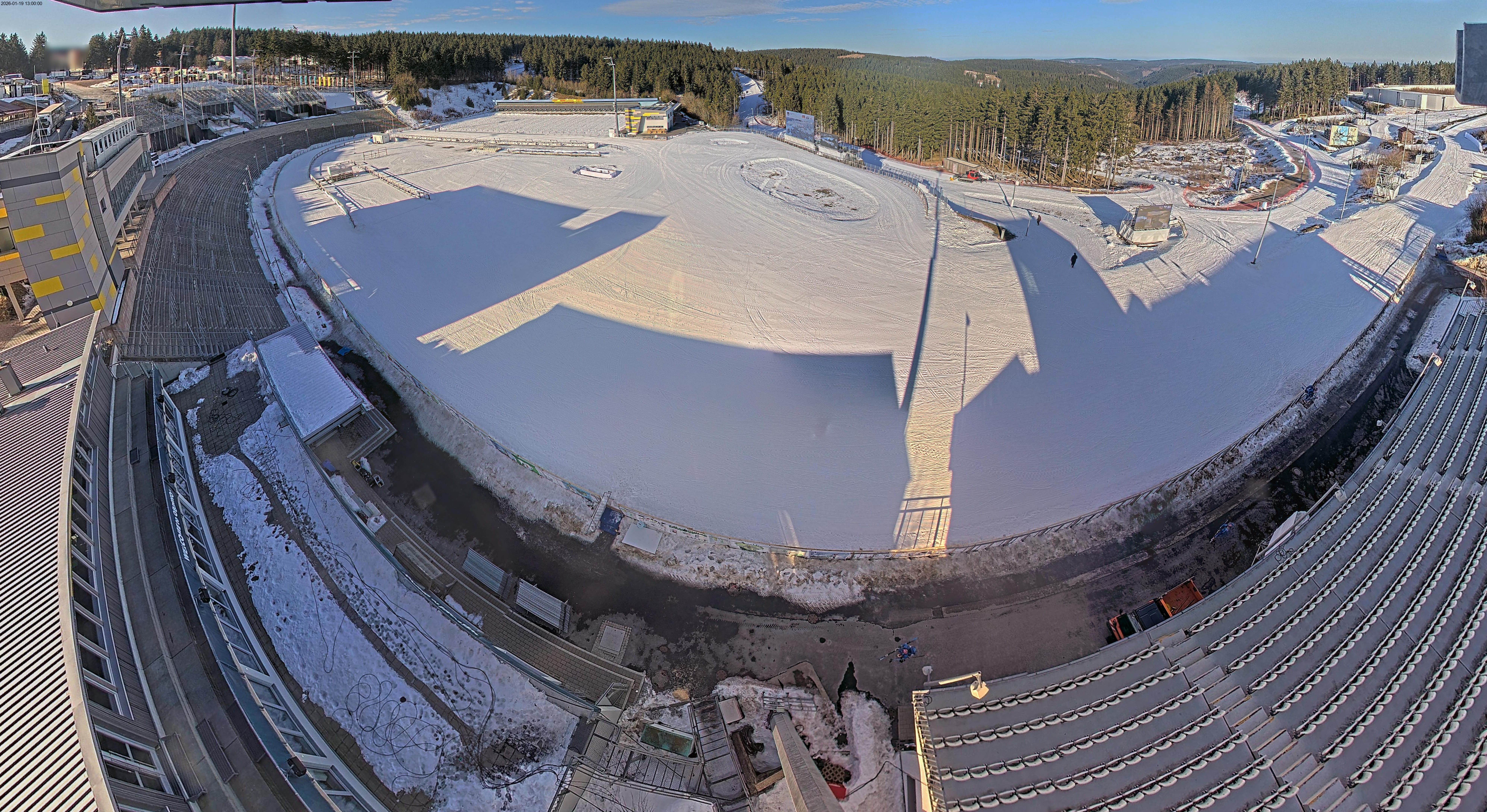 Archived image Webcam Oberhof: View Biathlon Stadium