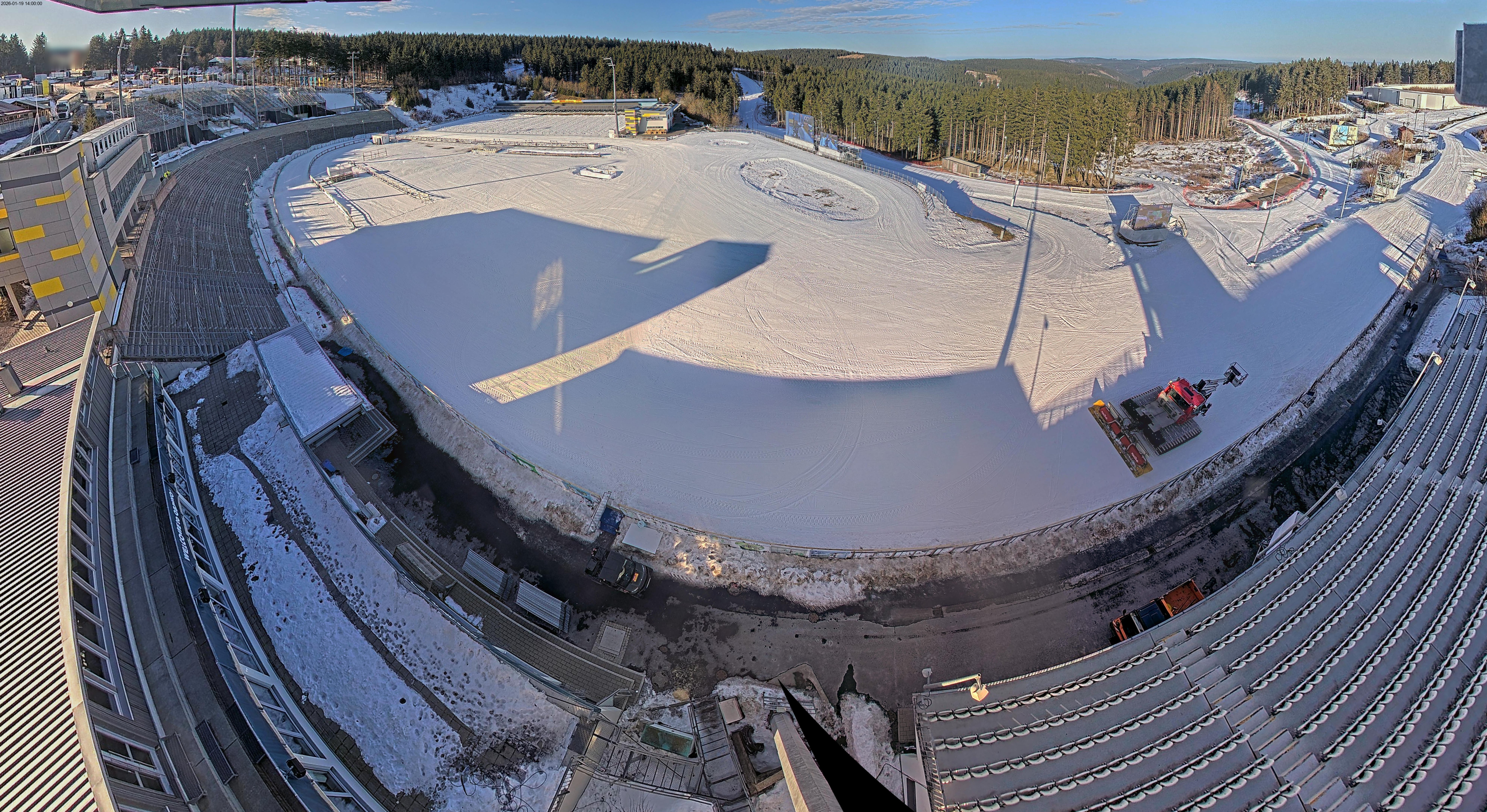 Archived image Webcam Oberhof: View Biathlon Stadium