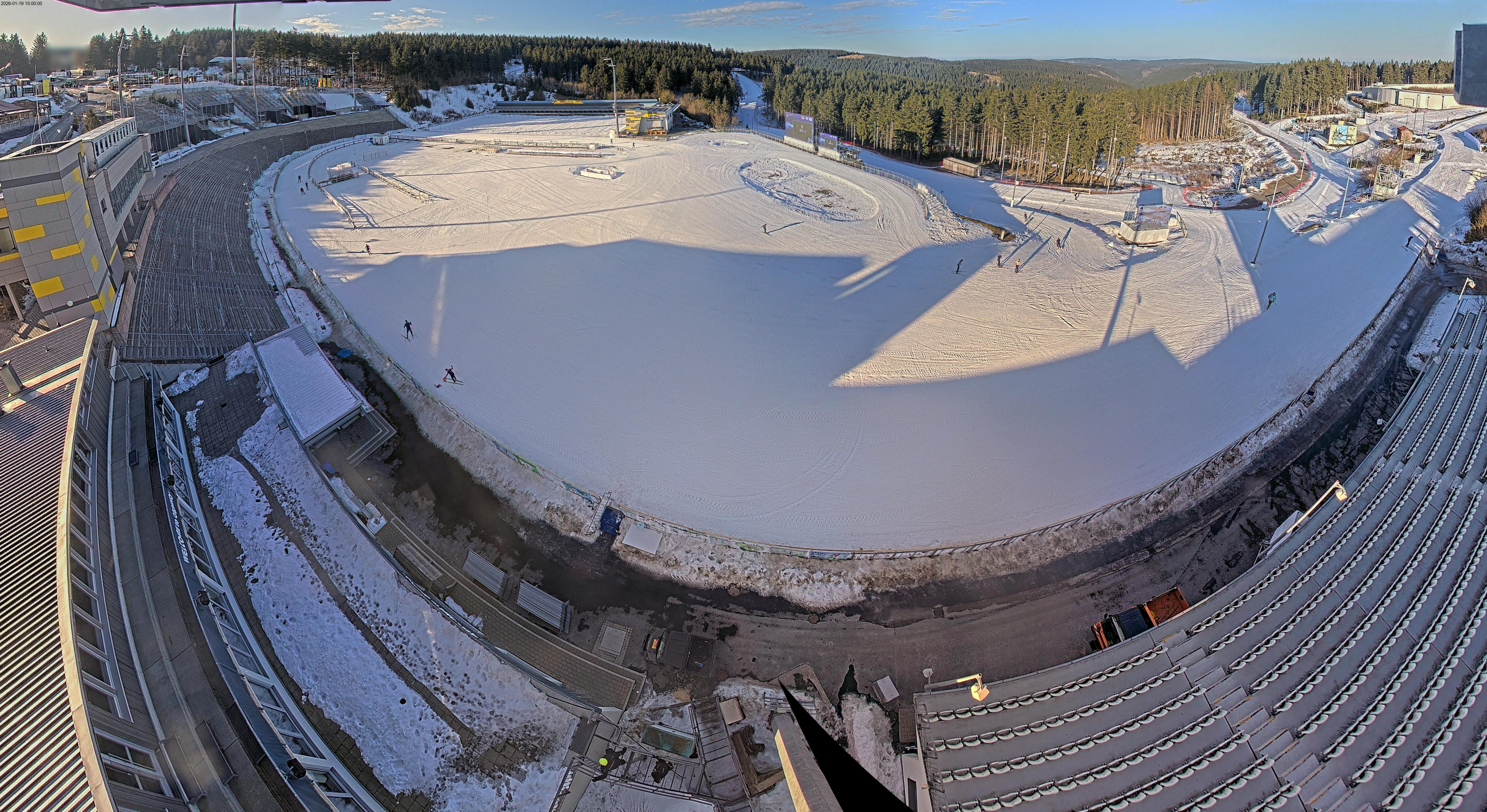 Archived image Webcam Oberhof: View Biathlon Stadium