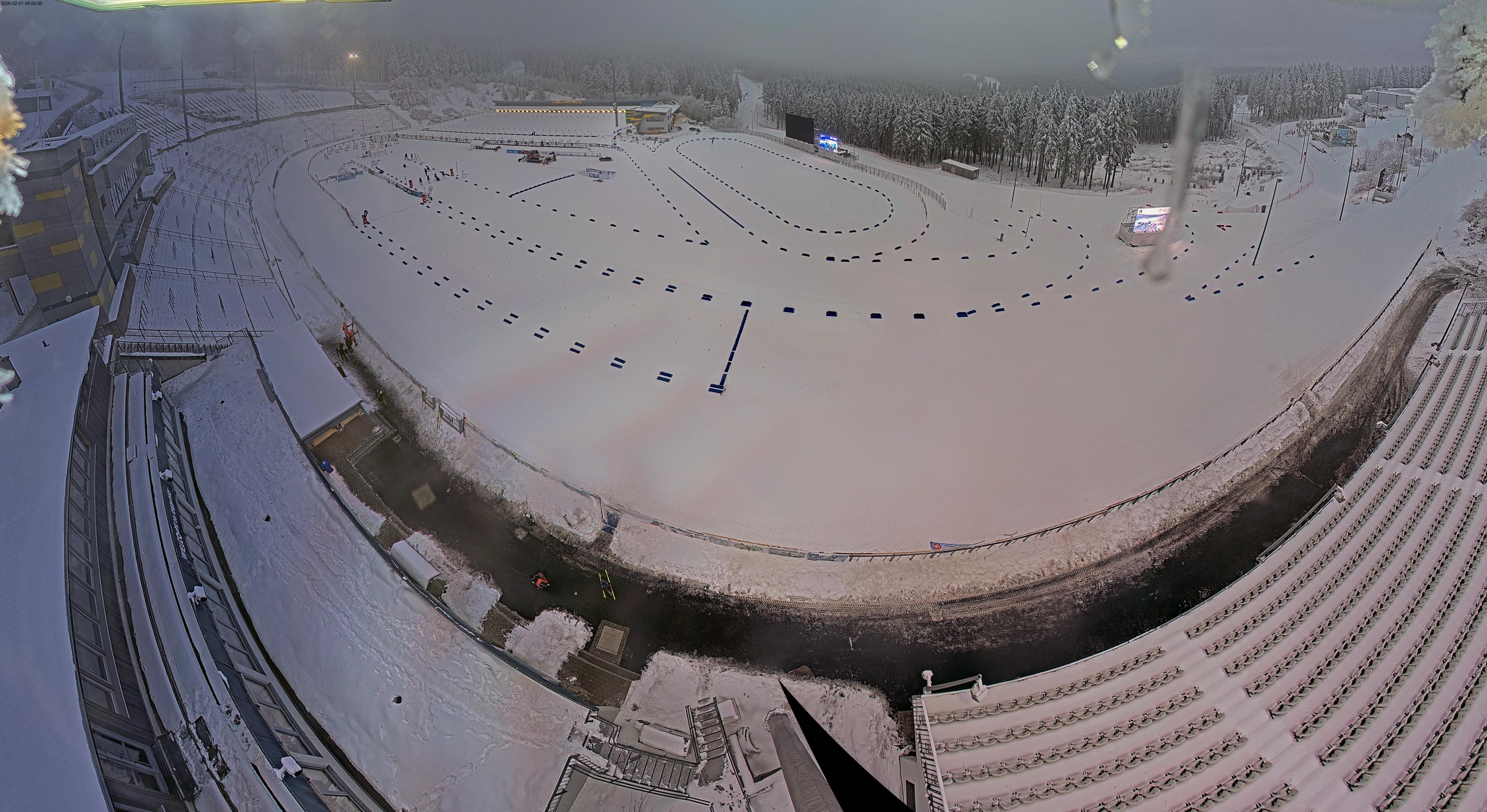 Archived image Webcam Oberhof: View Biathlon Stadium