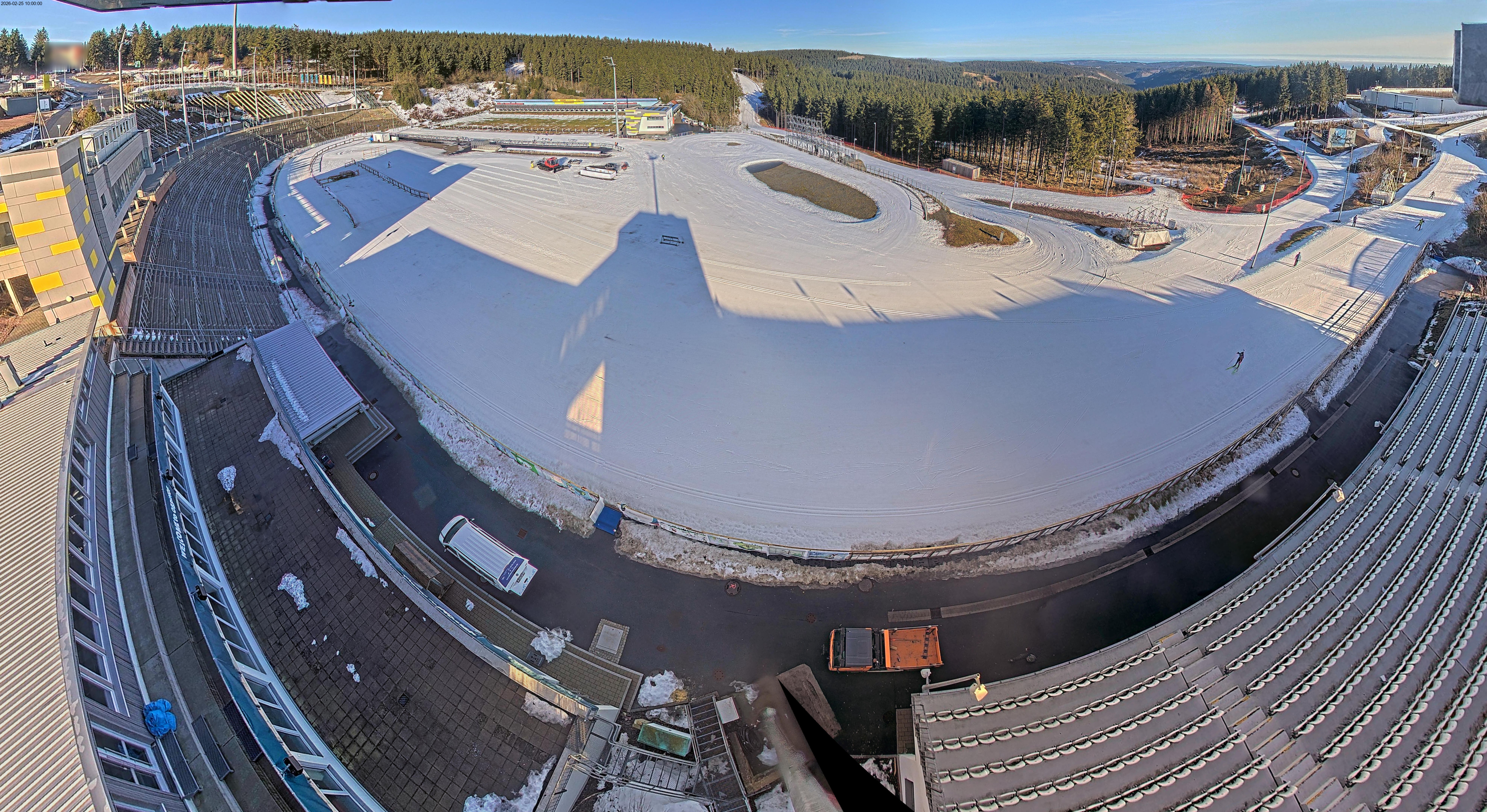 Archived image Webcam Oberhof: View Biathlon Stadium