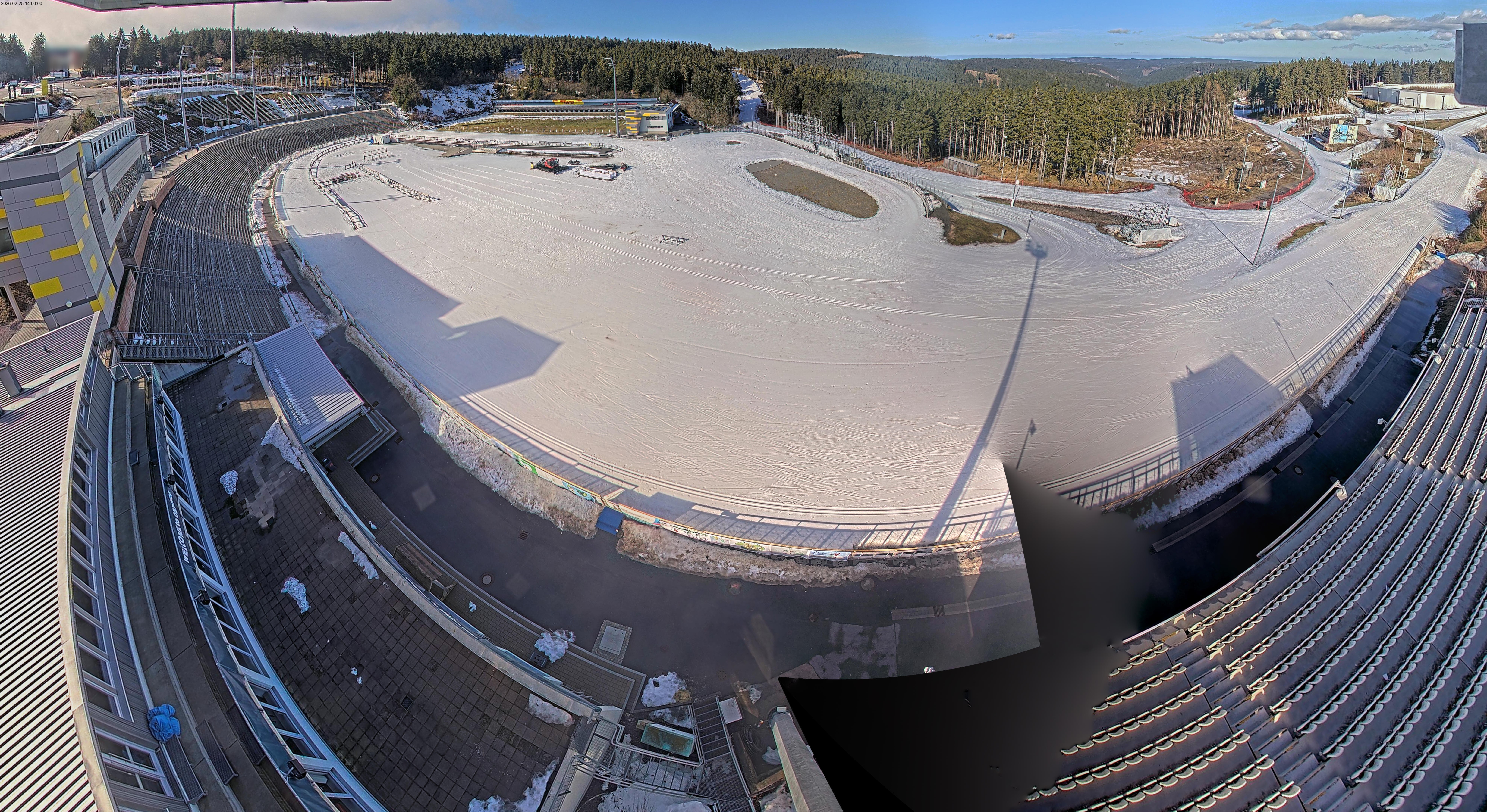Archived image Webcam Oberhof: View Biathlon Stadium