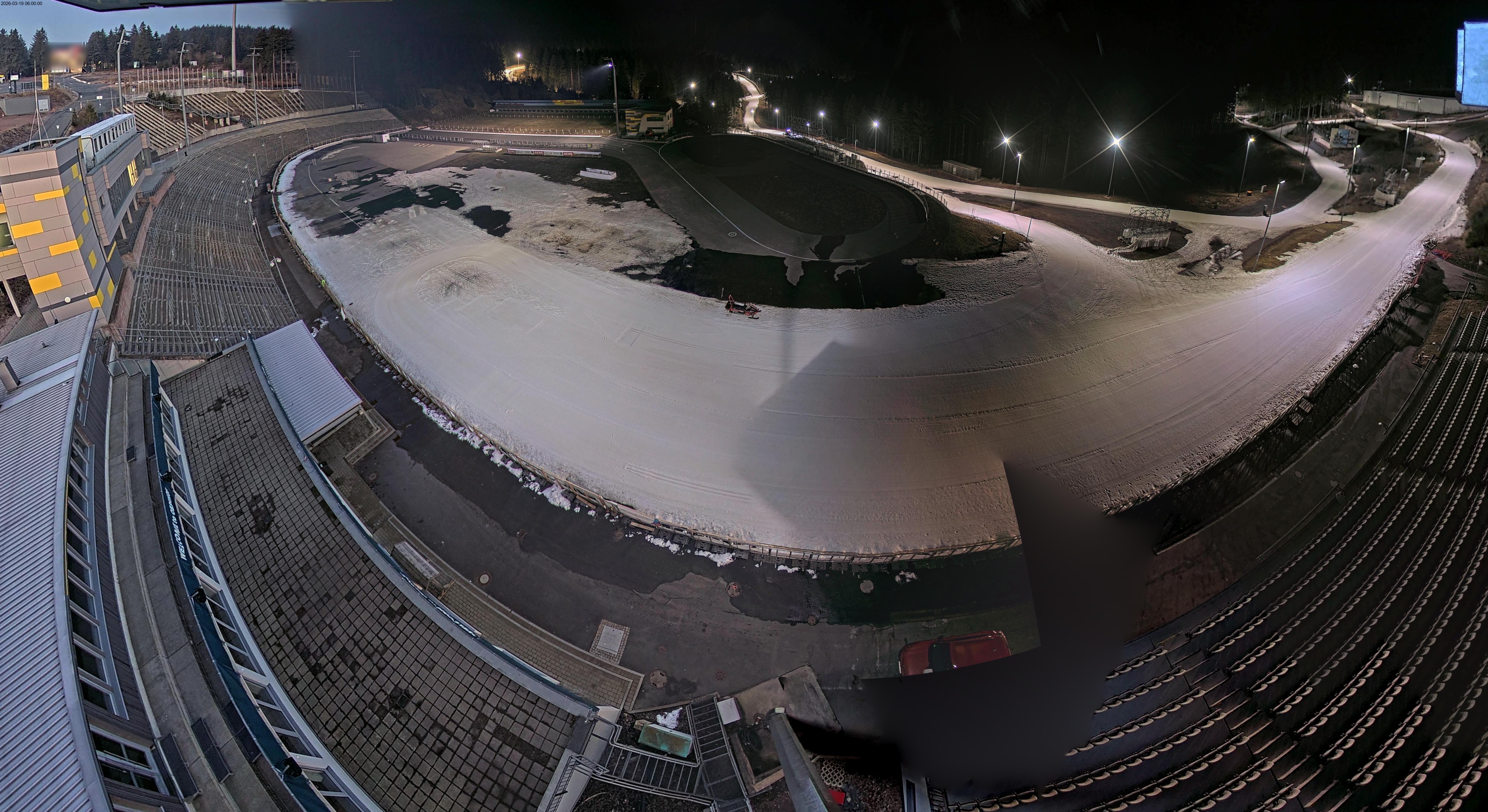 Archived image Webcam Oberhof: View Biathlon Stadium