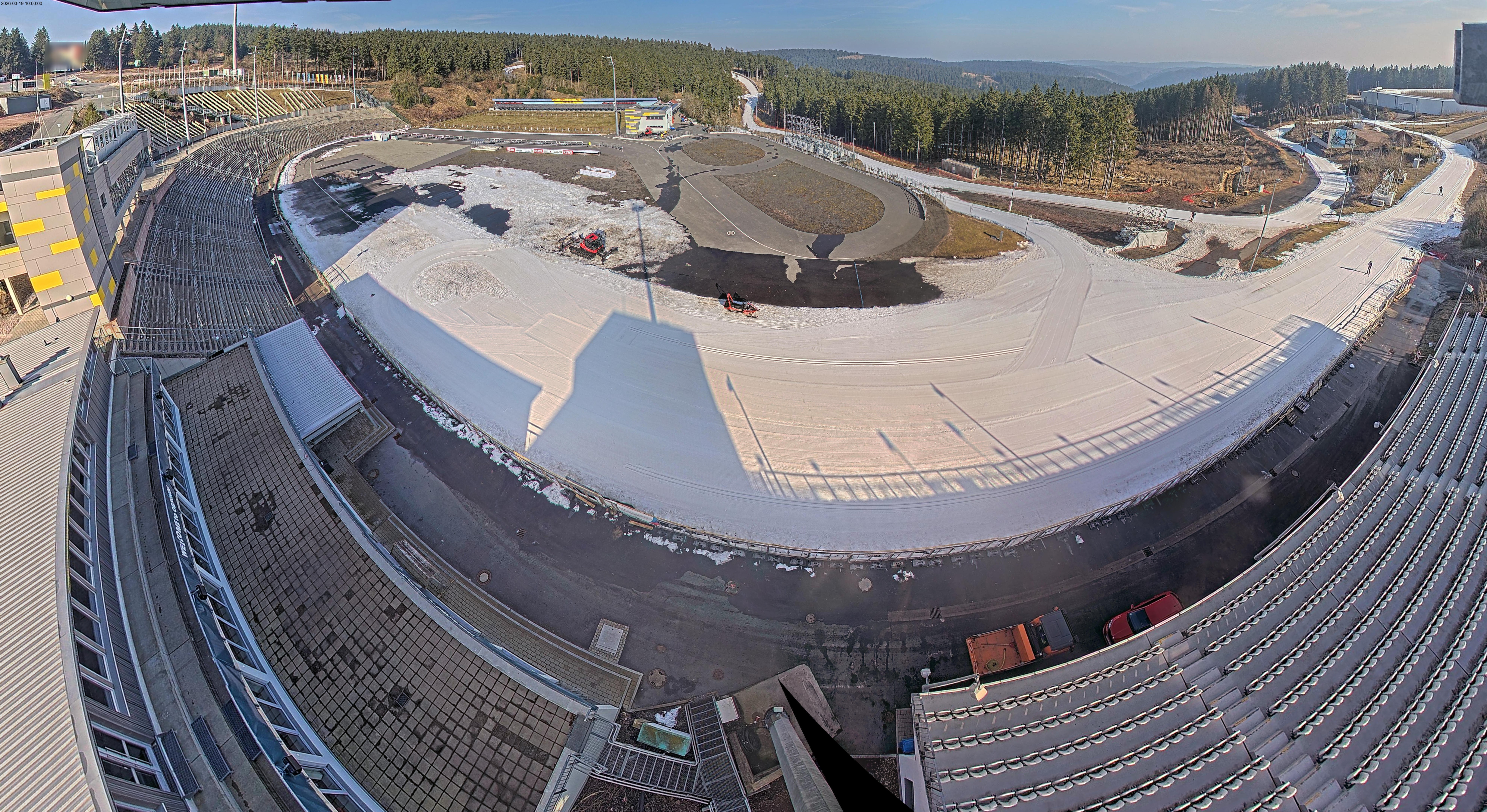 Archived image Webcam Oberhof: View Biathlon Stadium