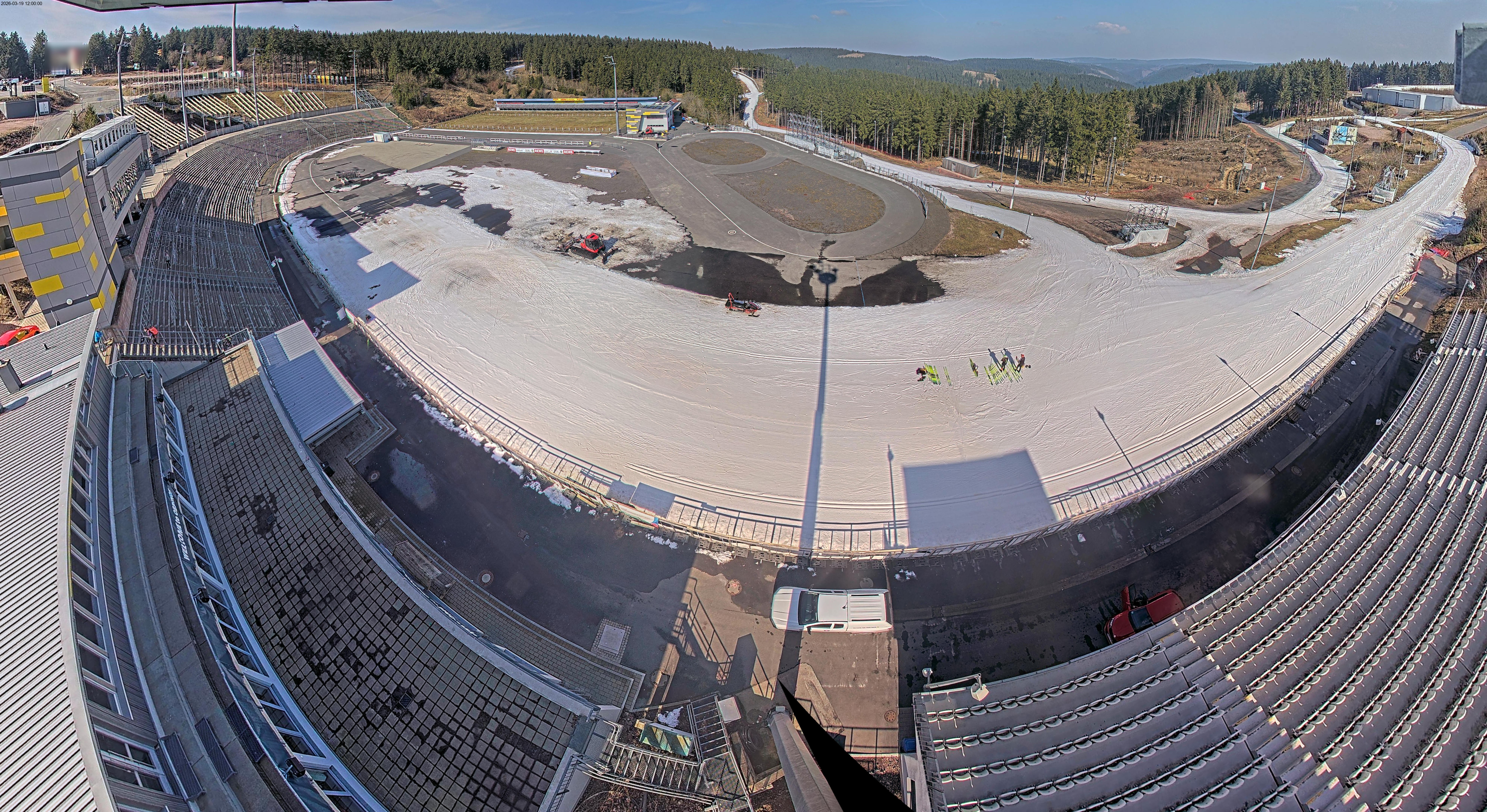 Archived image Webcam Oberhof: View Biathlon Stadium