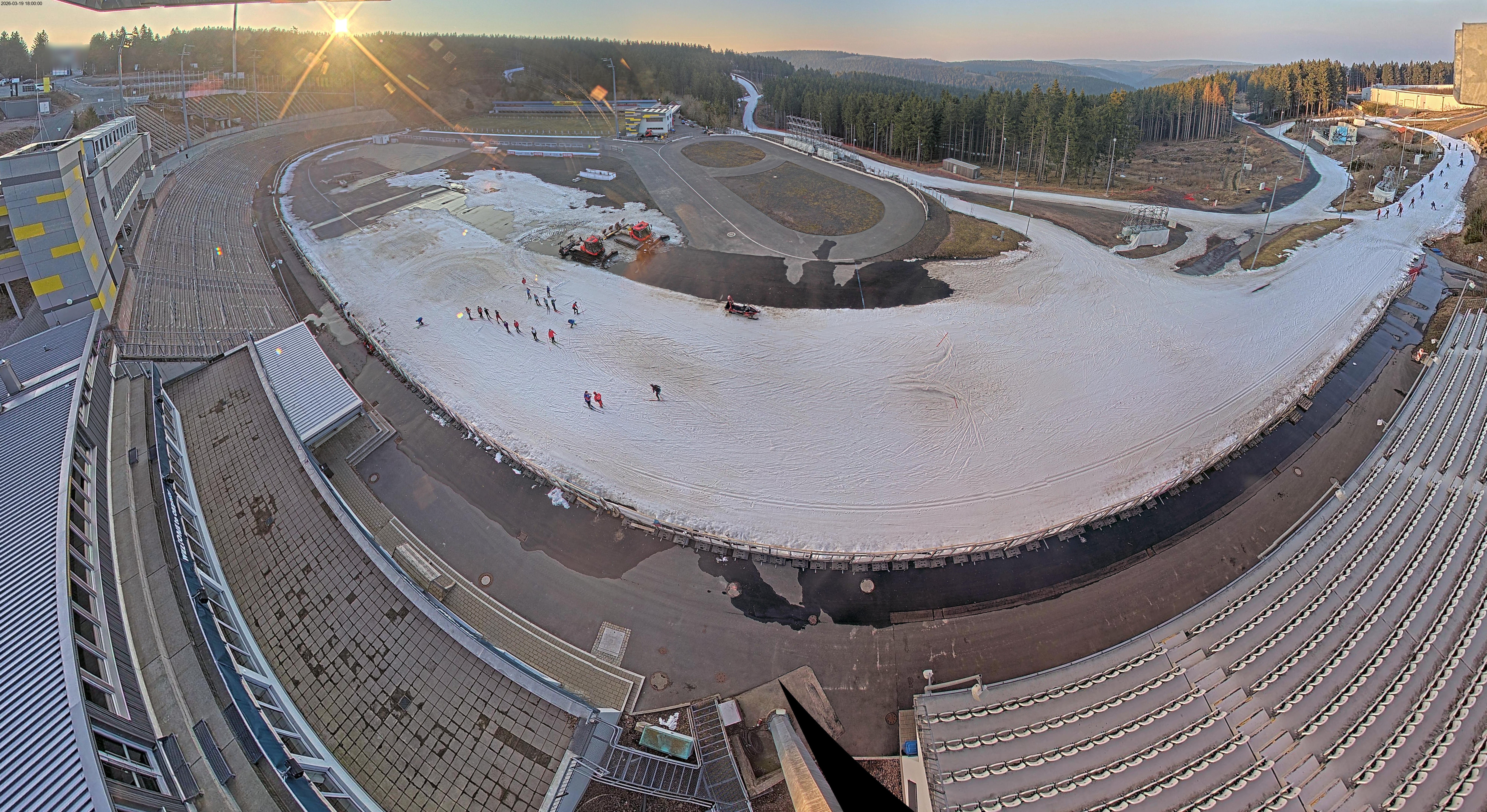 Archived image Webcam Oberhof: View Biathlon Stadium