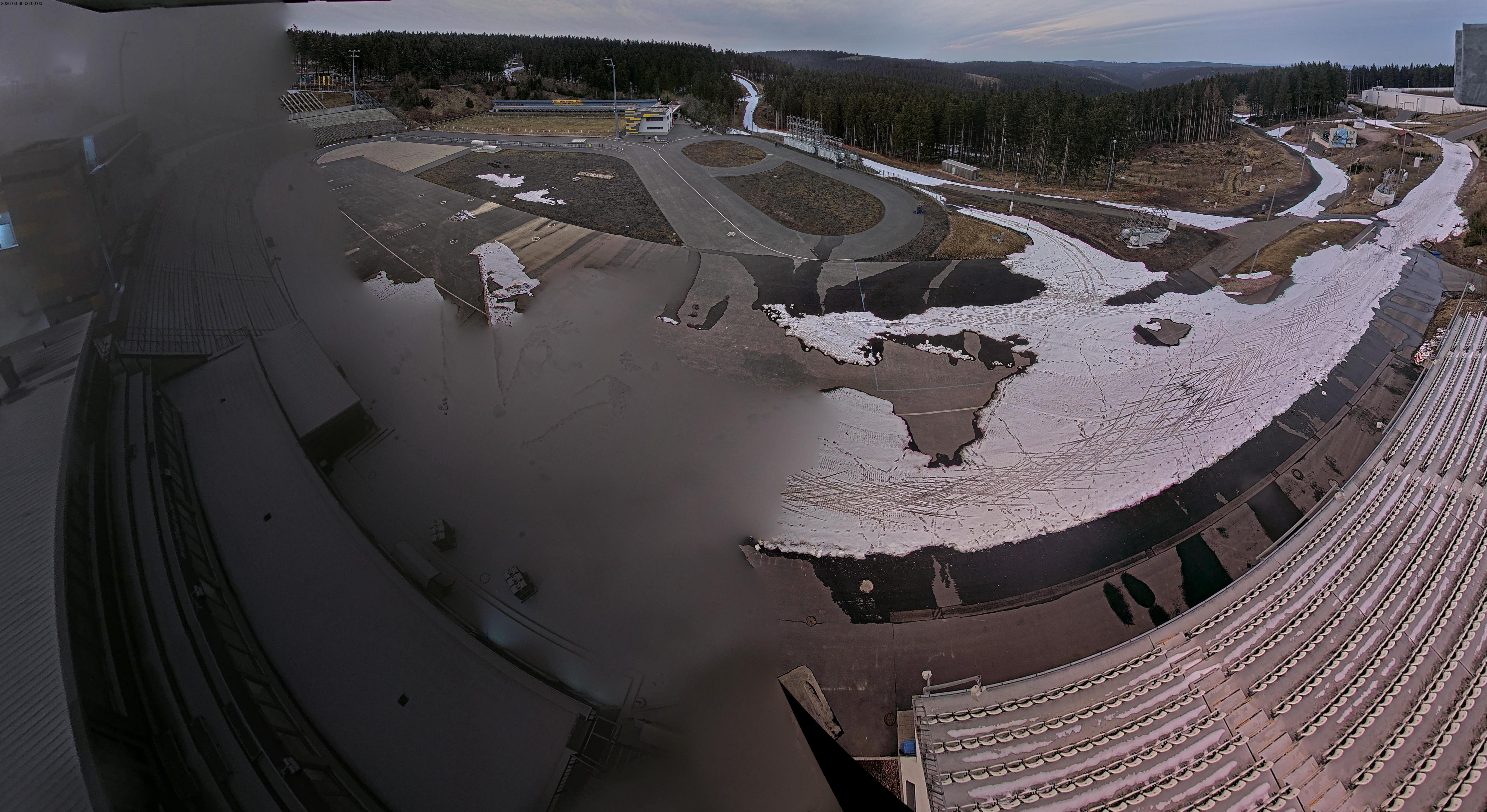 Archived image Webcam Oberhof: View Biathlon Stadium
