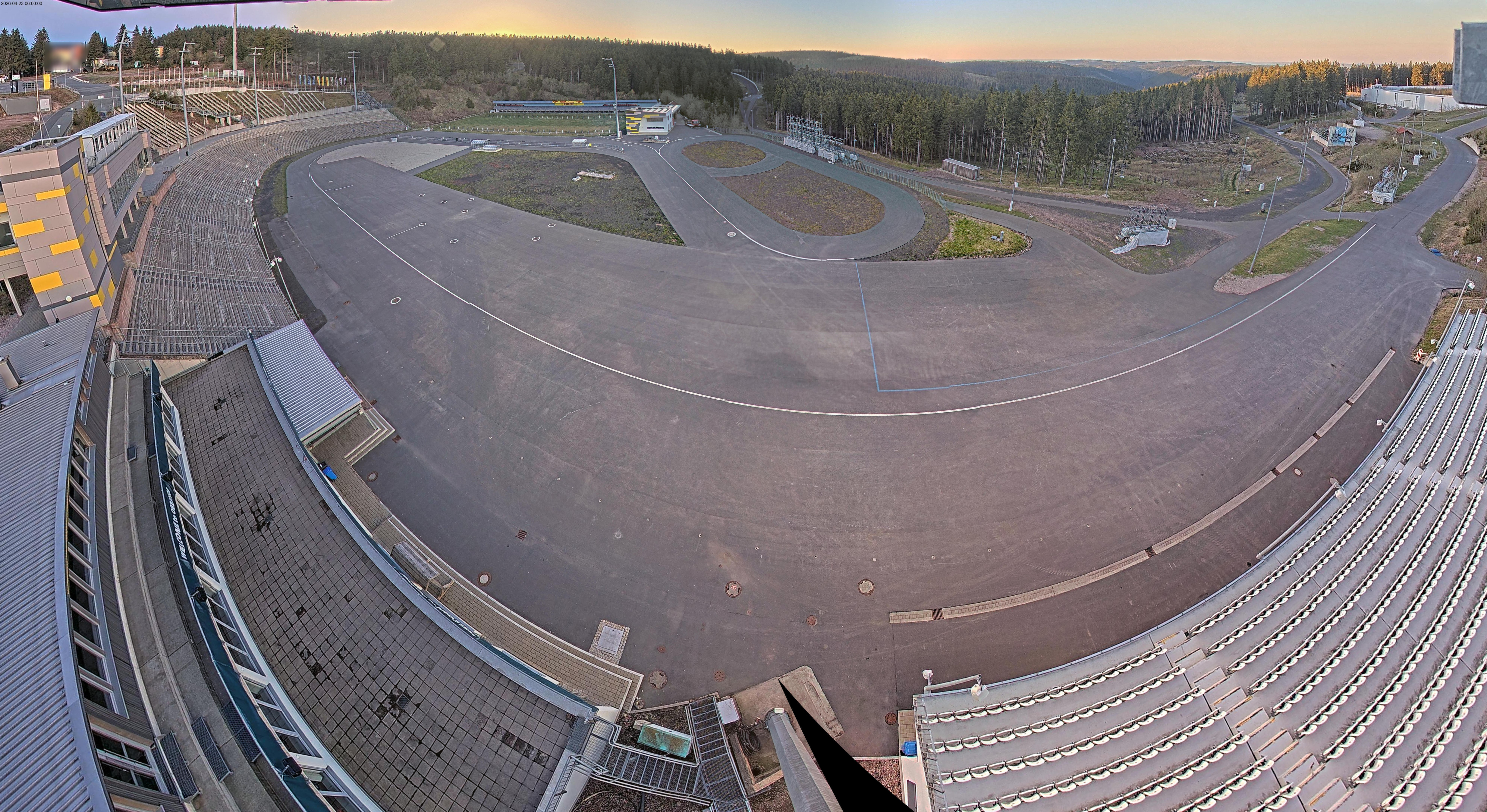 Archived image Webcam Oberhof: View Biathlon Stadium
