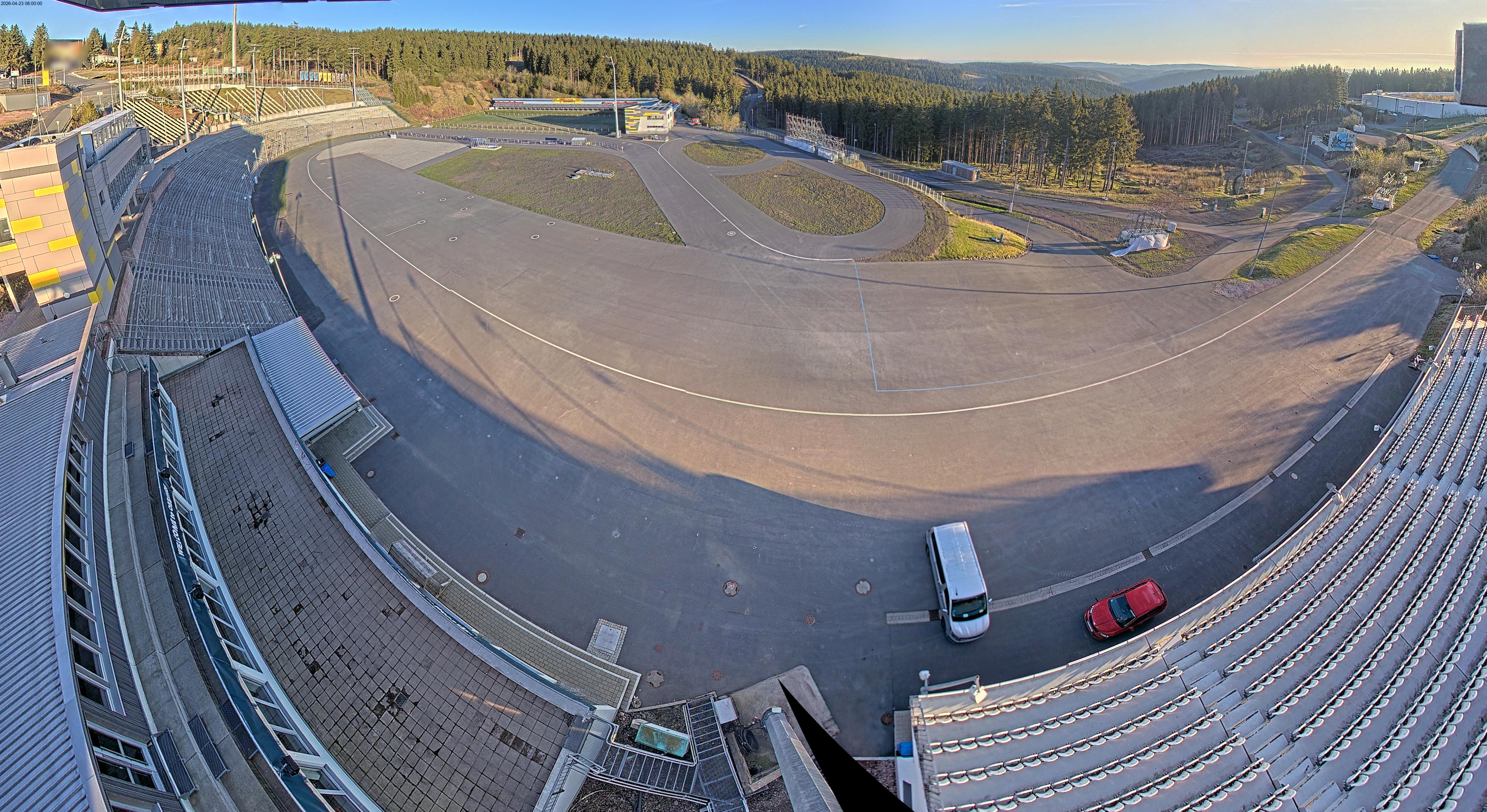 Archived image Webcam Oberhof: View Biathlon Stadium
