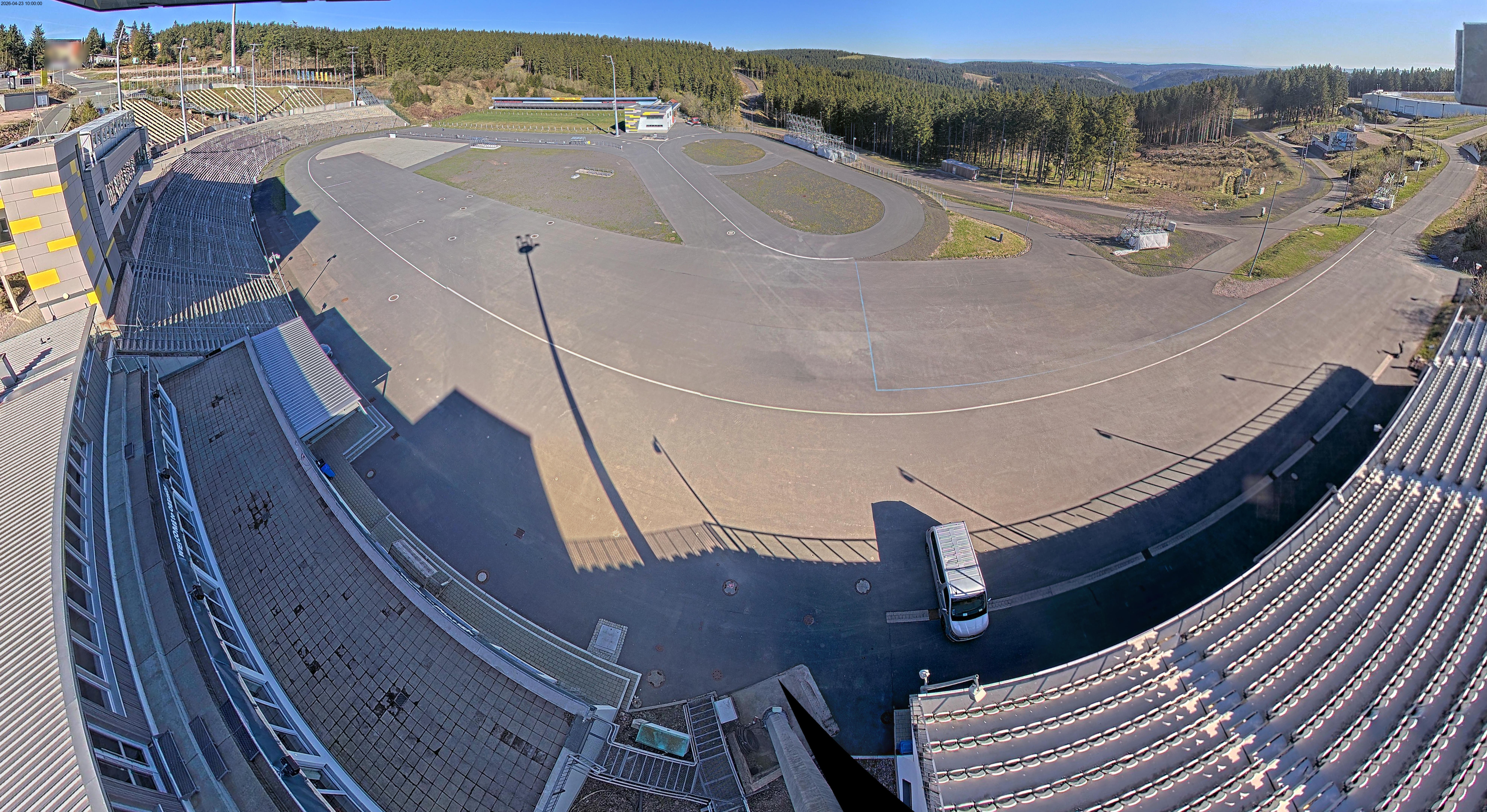 Archived image Webcam Oberhof: View Biathlon Stadium