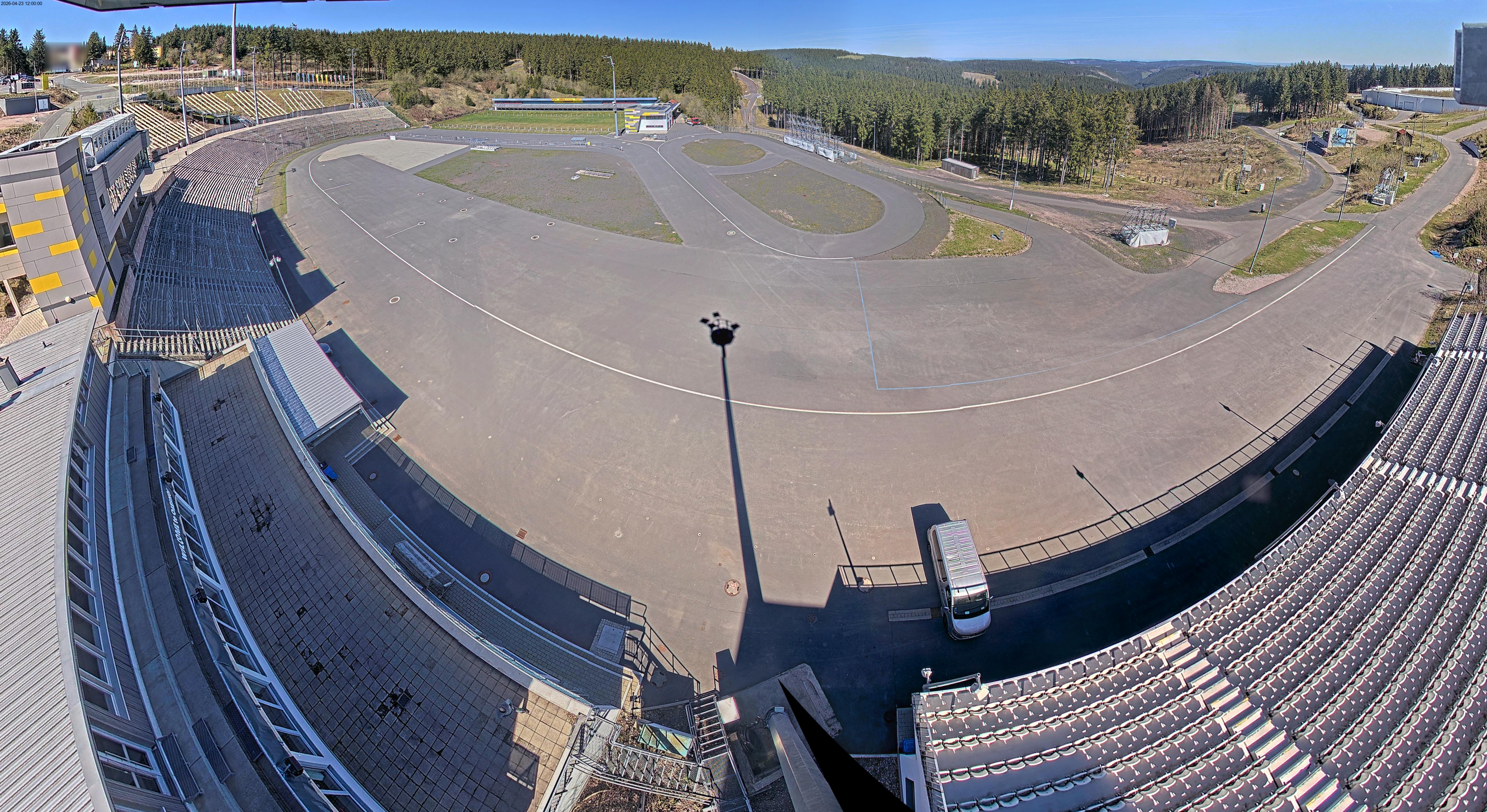 Archived image Webcam Oberhof: View Biathlon Stadium