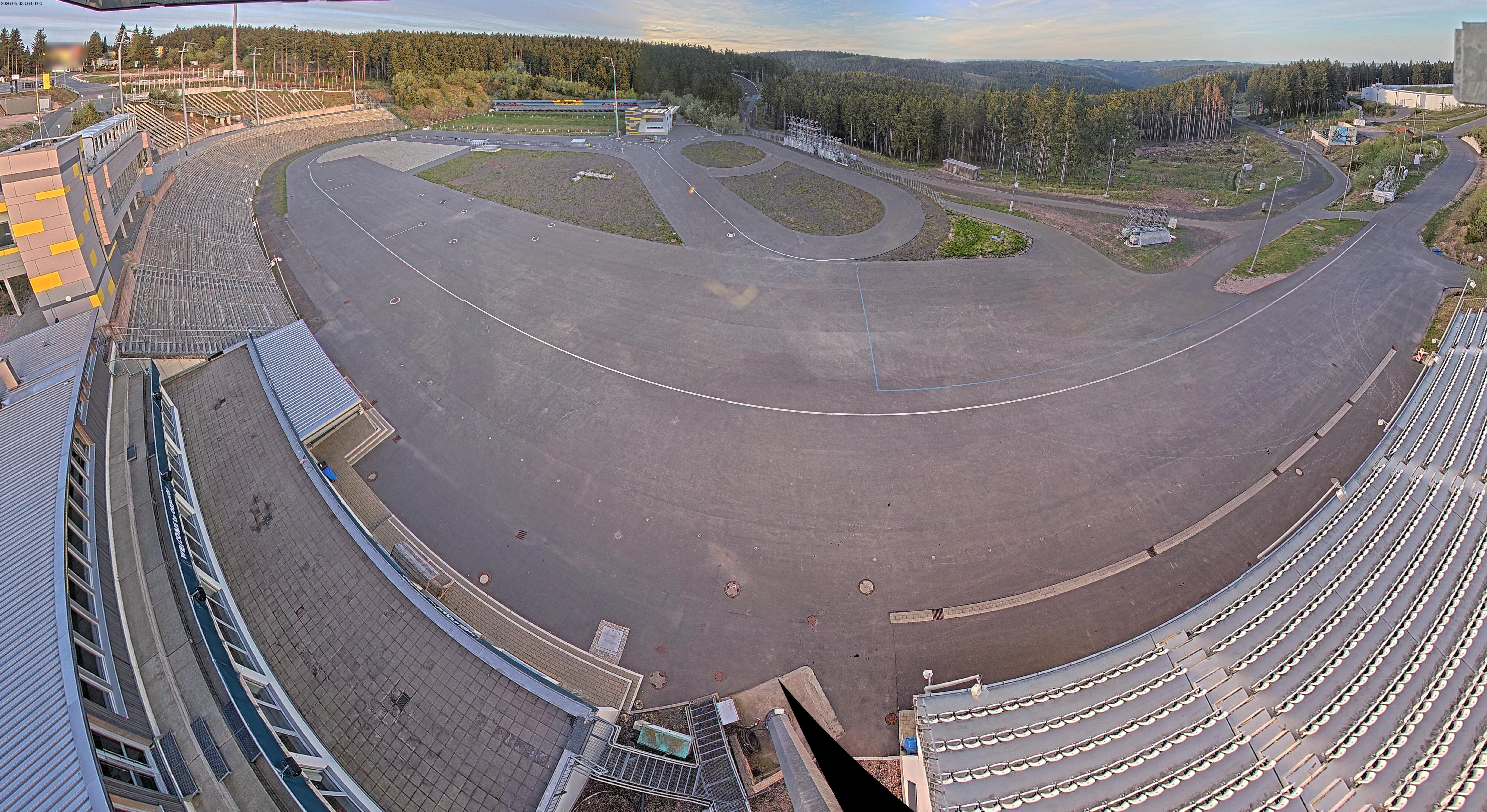Archived image Webcam Oberhof: View Biathlon Stadium